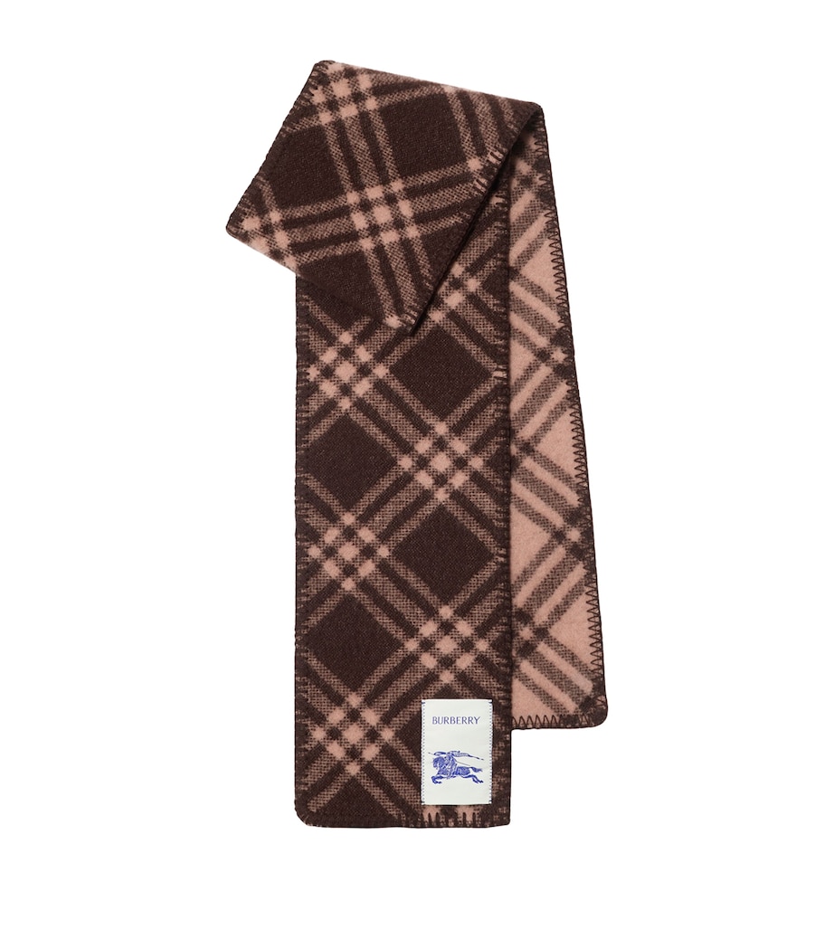 Wool Check Scarf BARK BROWN/PINK Image 1