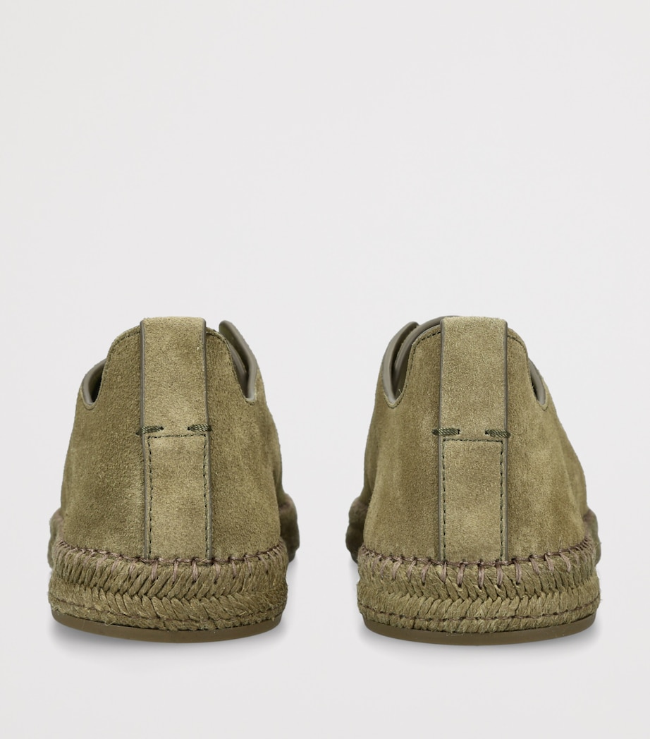 Zegna Suede Triple Stitch Espadrilles Mid Green Image 2