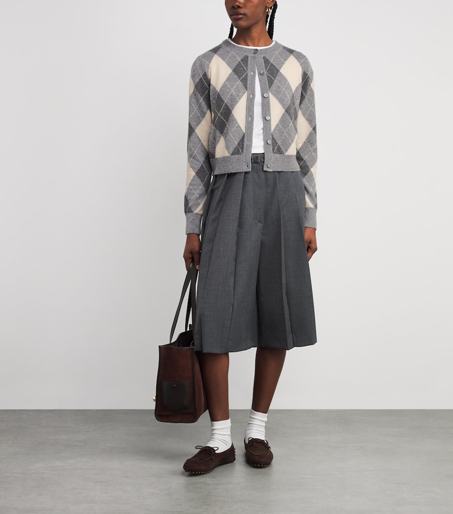 Wool-Cashmere Argyle Cardigan GREY Image 2
