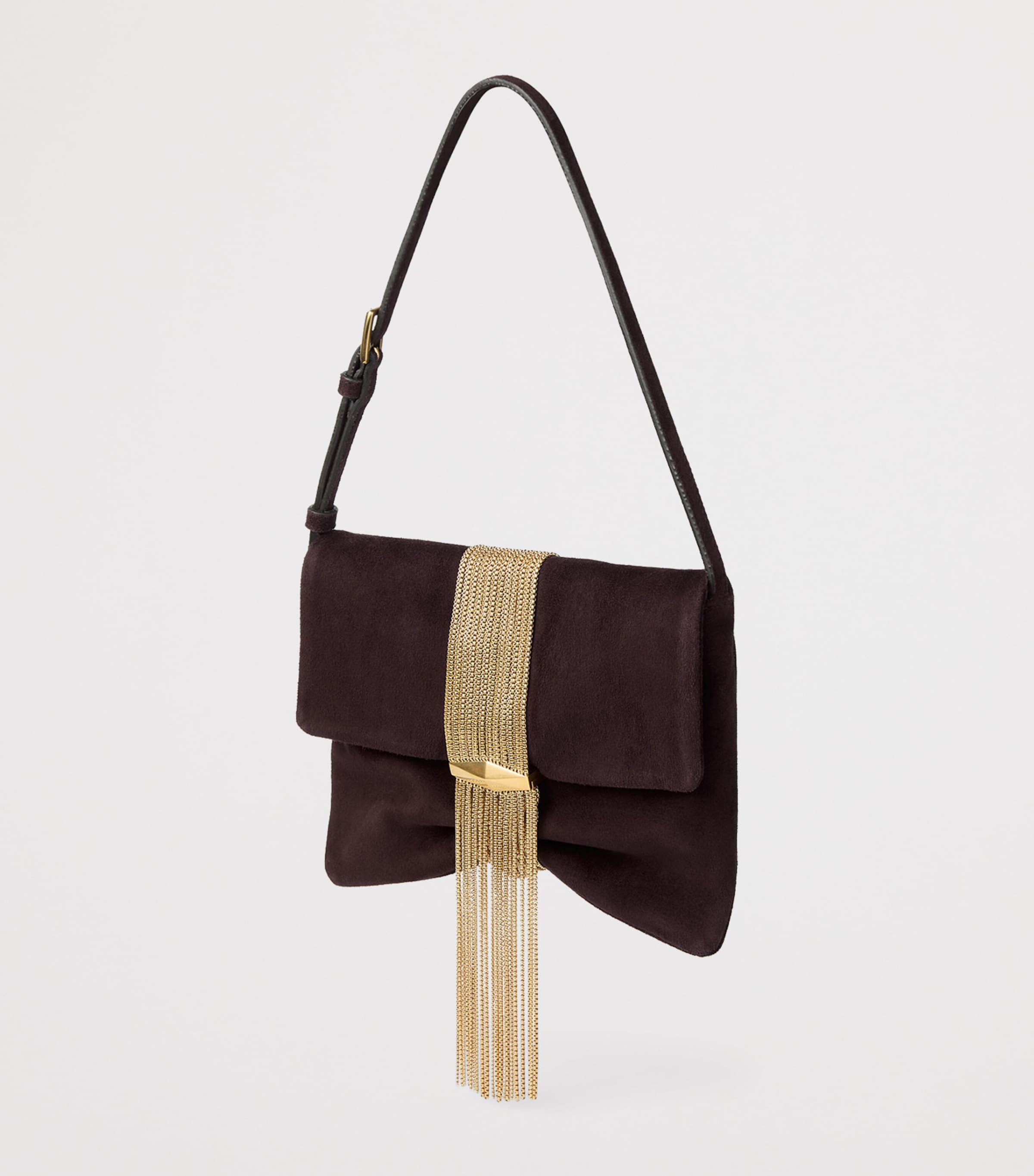 Zandra Suede Embellished Shoulder Bag DEEP MERLOT/GOLD Image 2