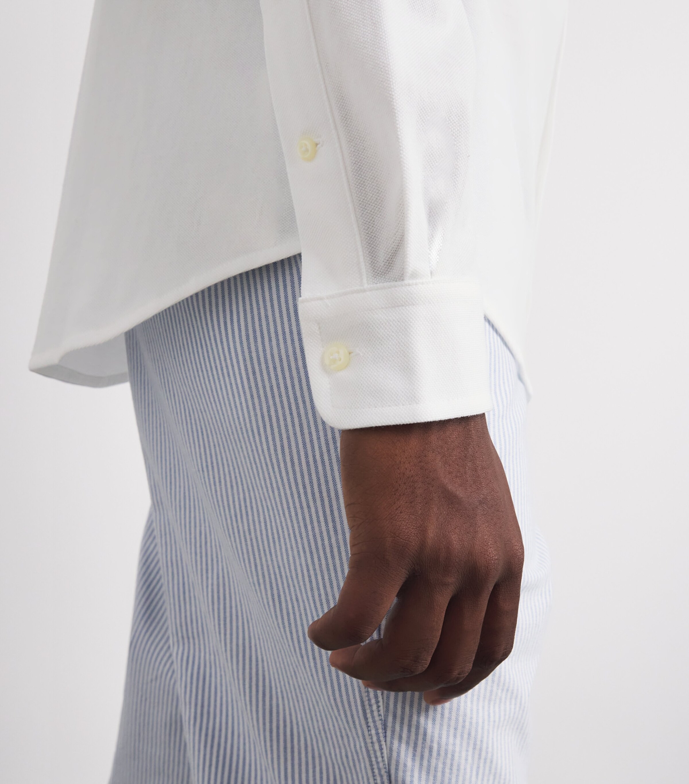 Cotton Mesh Oxford Shirt WHITE Image 6
