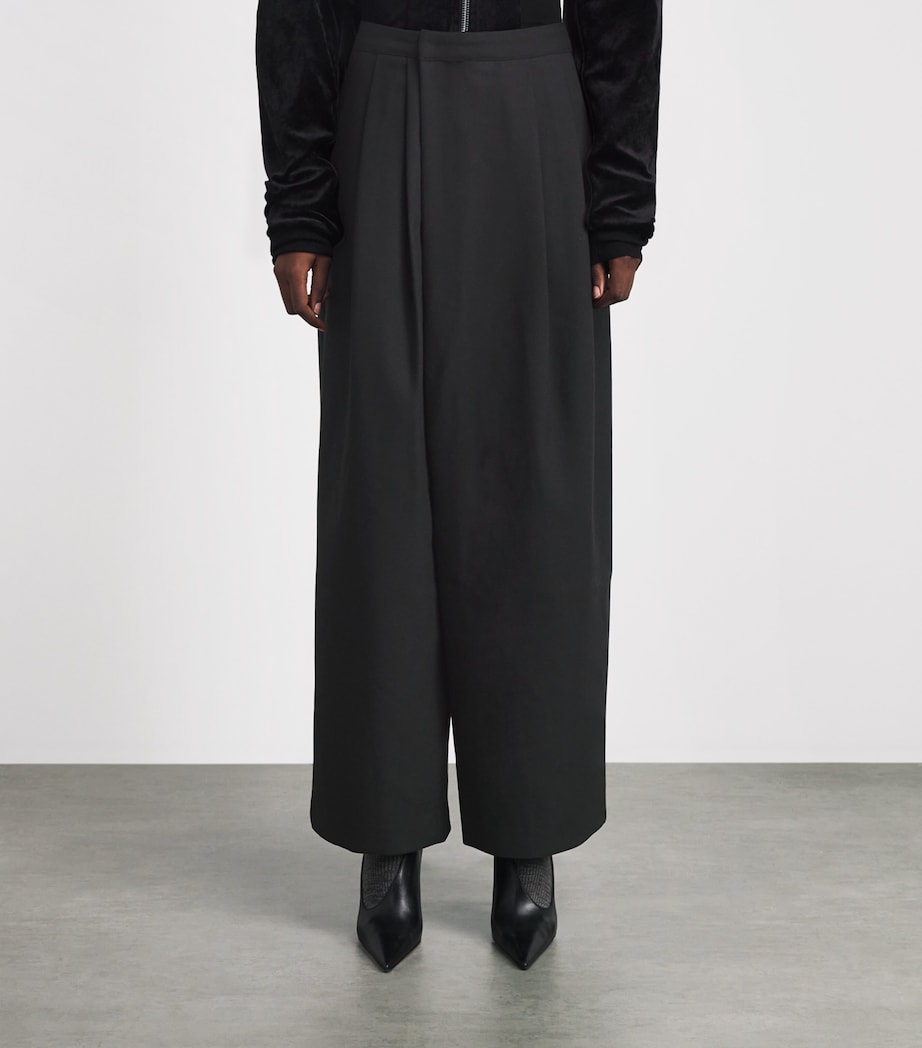 Source Unknown Womens Pleated Wide-Leg Leiko Trousers Bk Image 4