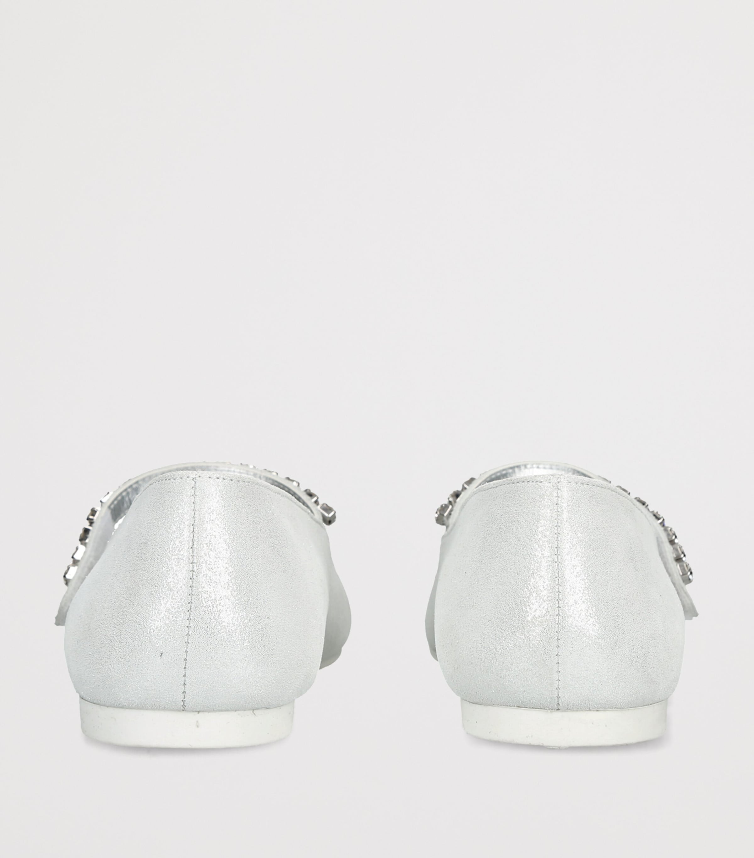 BabyWalker Leather Crystal-Strap Ballet Flats Silver Image 4