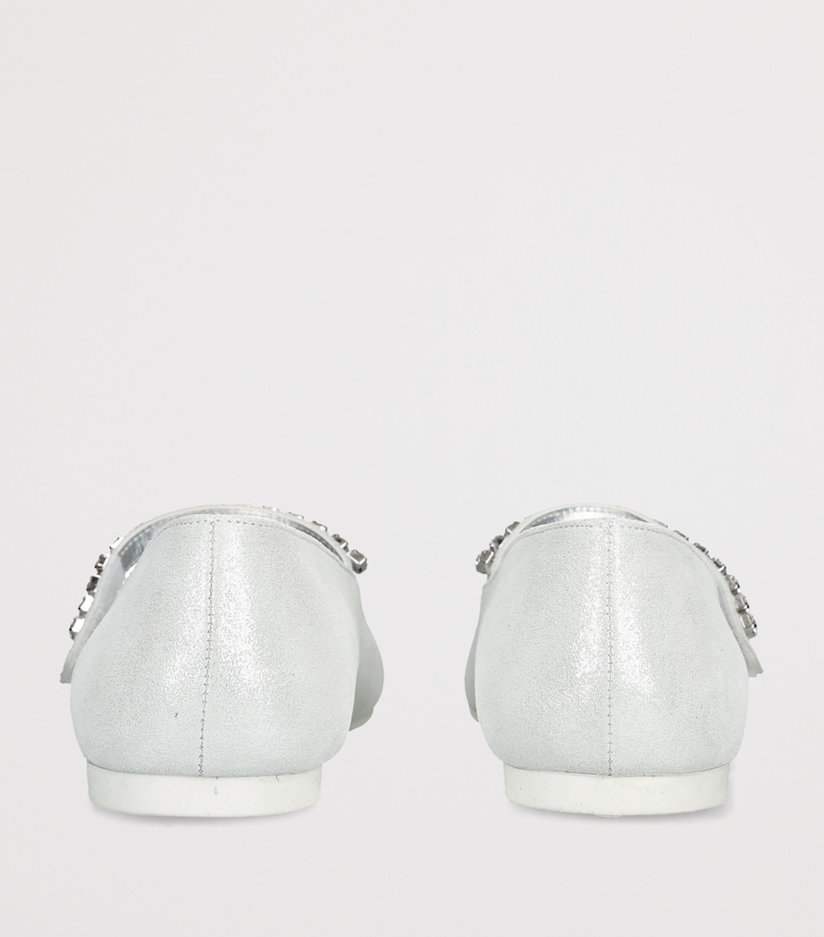 BabyWalker Leather Crystal-Strap Ballet Flats Silver Image 4