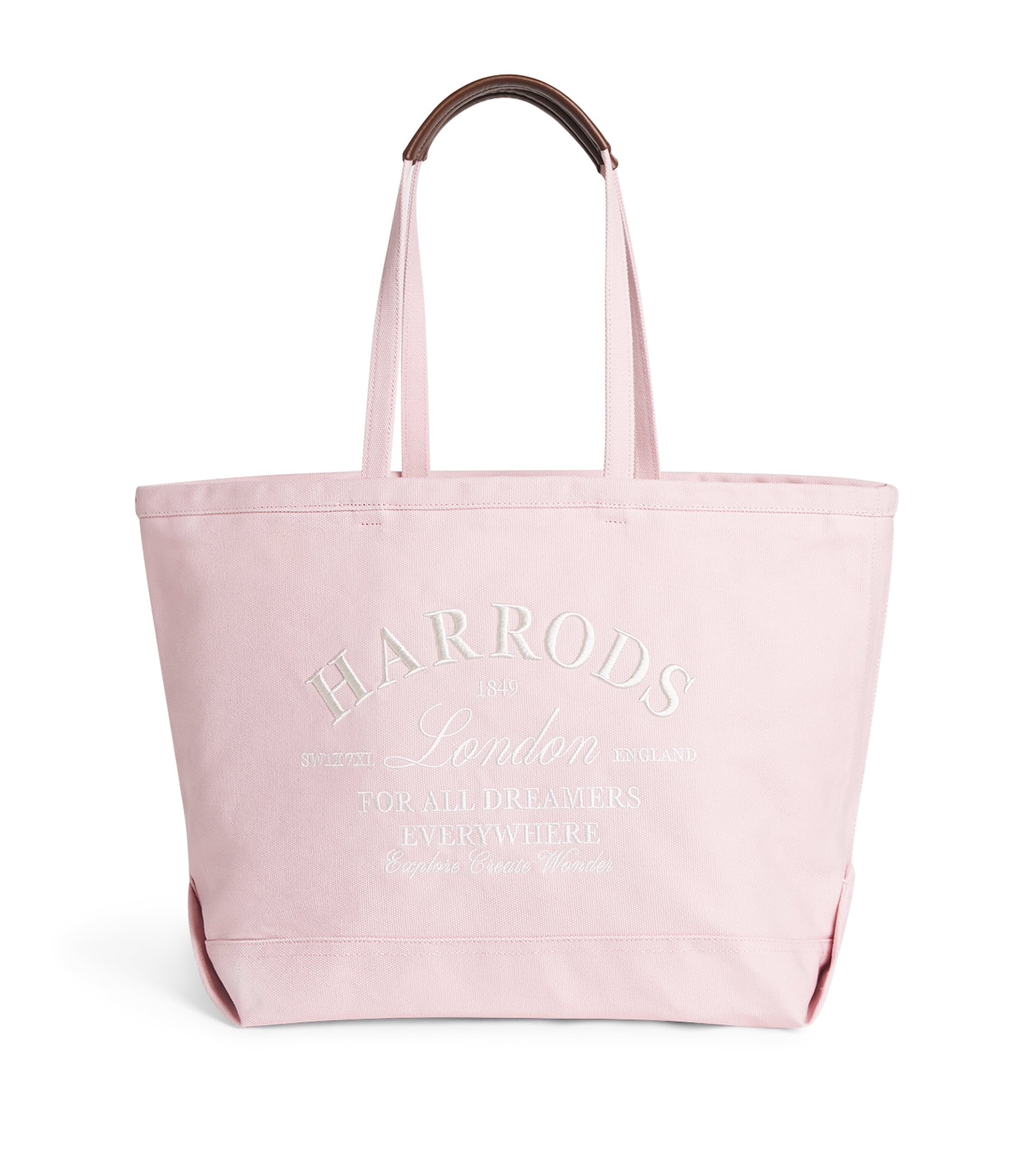 Harrods Large Embroidered Logo Tote Bag In Pink