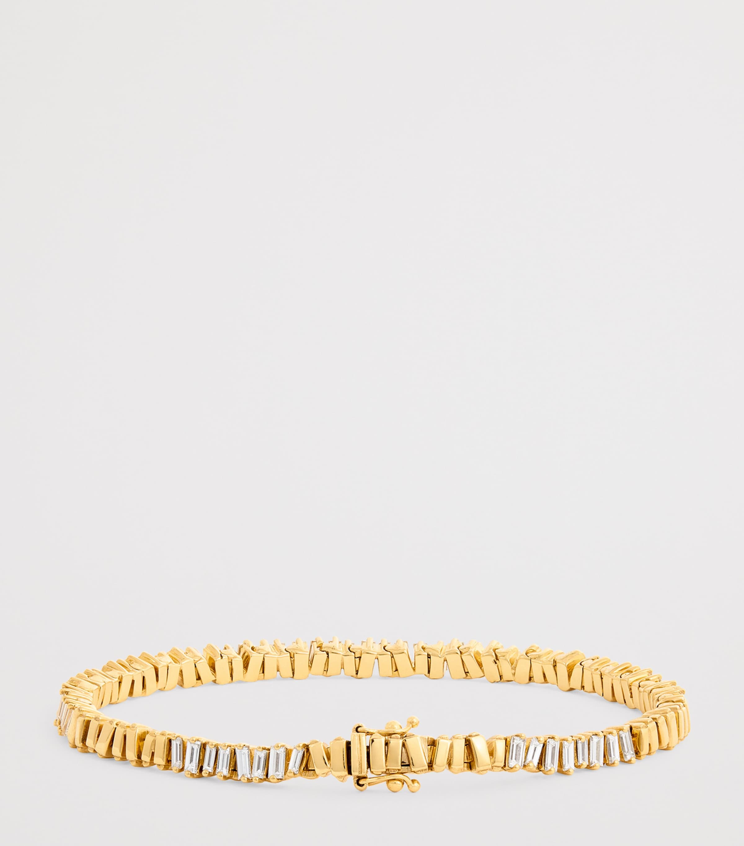 Suzanne Kalan Yellow Gold and Diamond Golden Mini ID Tennis Bracelet Yg/wd Image 3