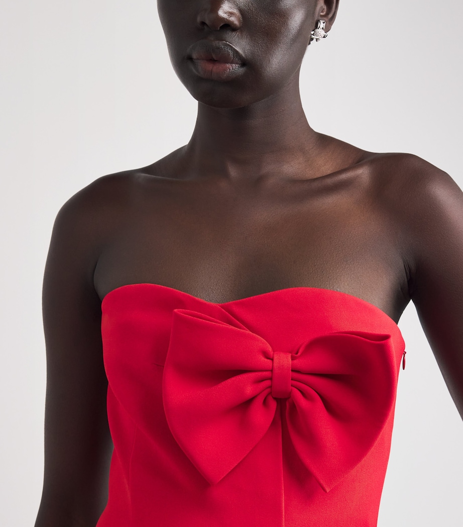 Alessandra Rich Womens Cady Strapless Bow Maxi Dress Red Image 4