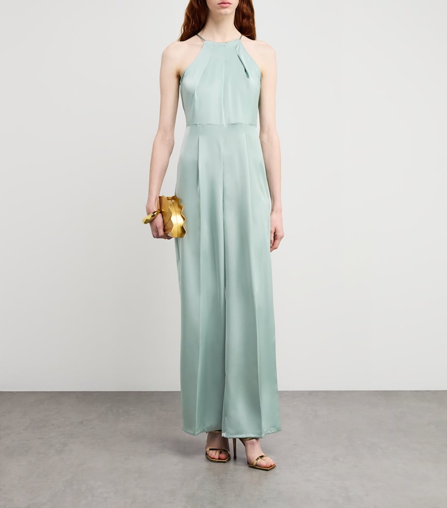 Satin Halterneck Jumpsuit WATER GREEN Image 2