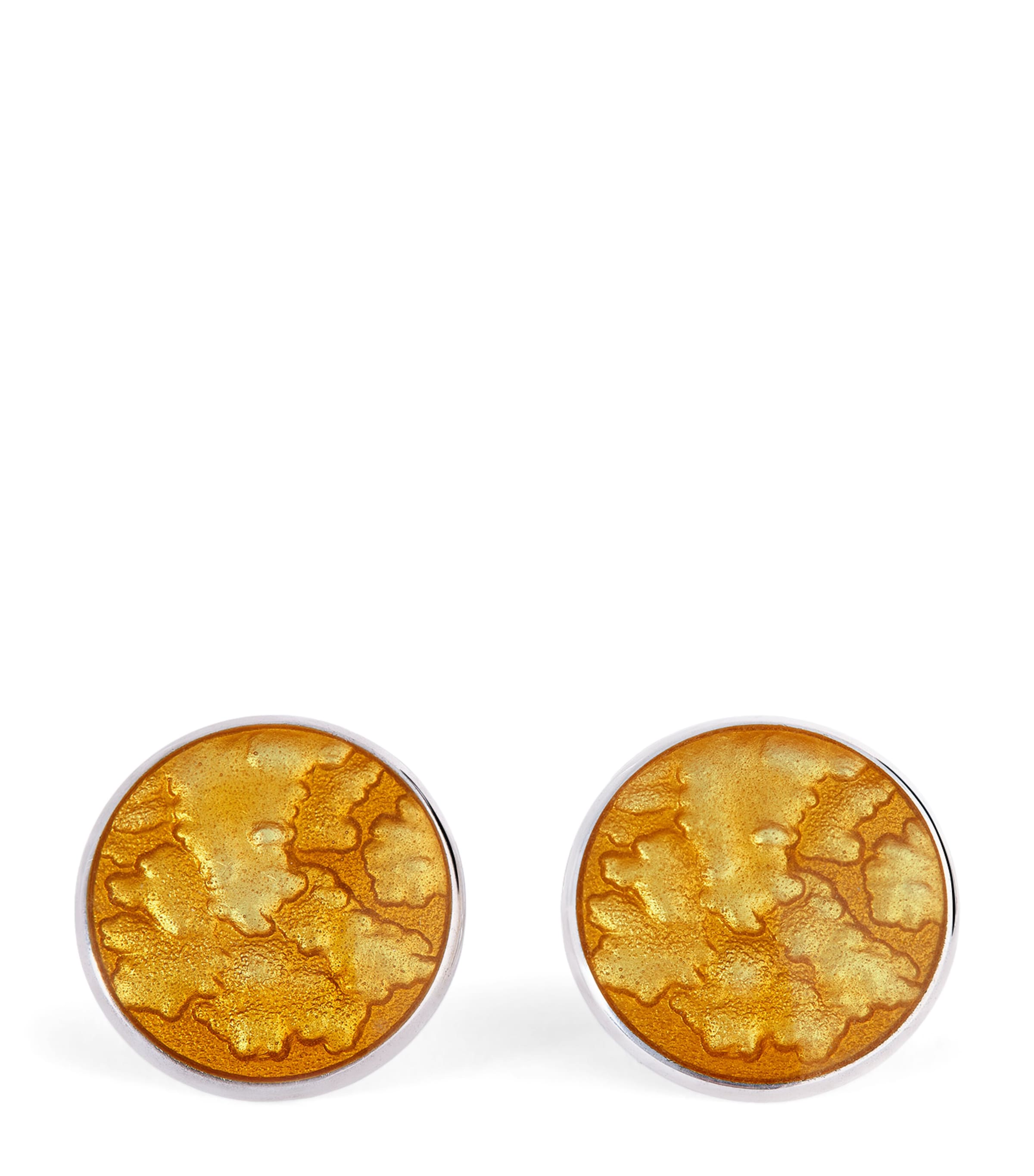 Deakin & Francis Sterling Silver Summer Haze Enamel Cufflinks In Orange