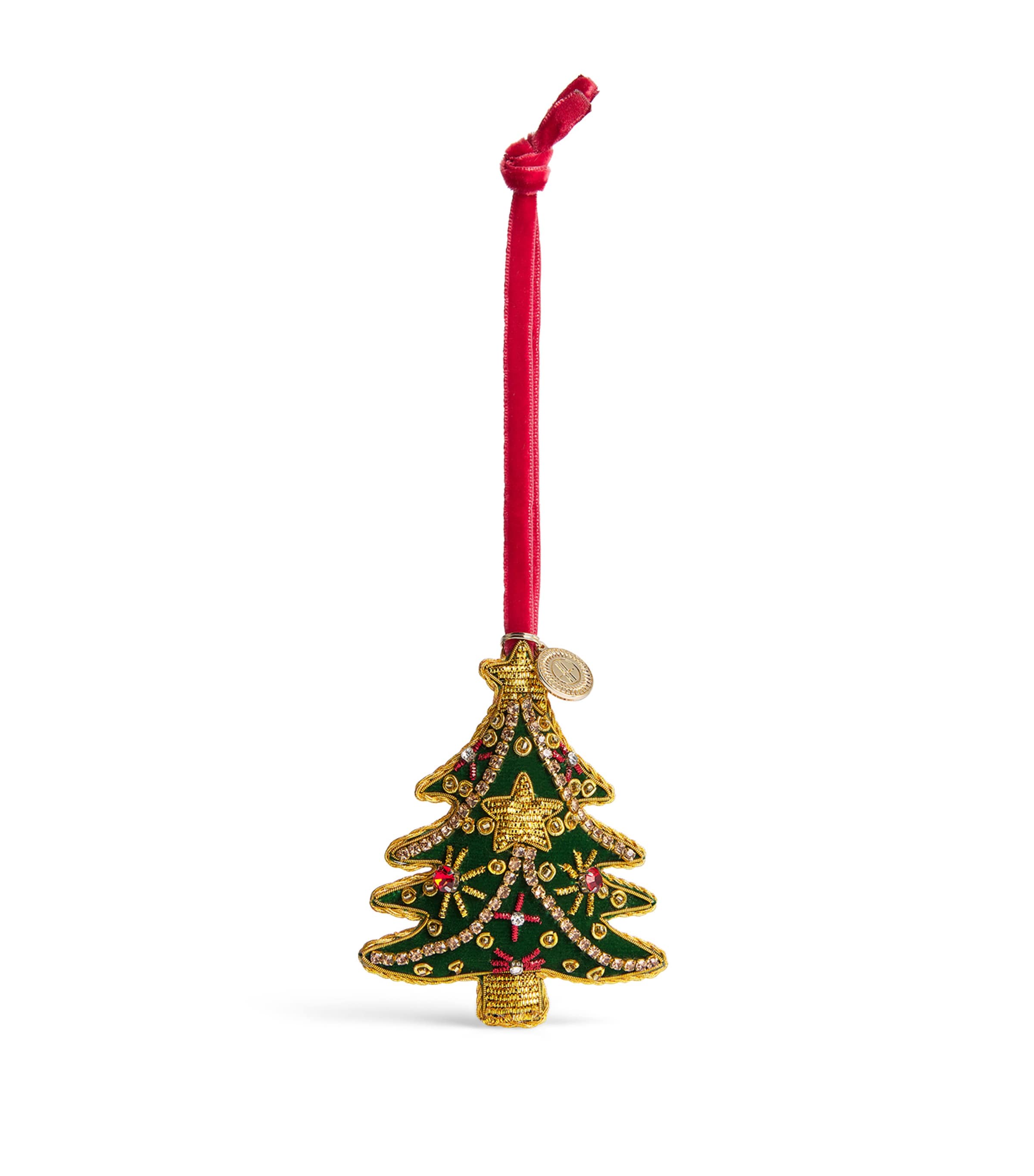 Harrods Cotton Velvet Tree Decoration Image 1