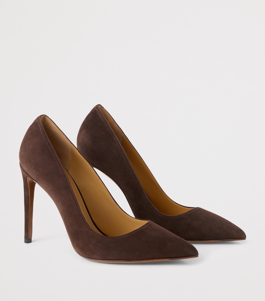 Ralph Lauren Collection Suede Celia Heeled Pumps 100 Luggage Brown Image 2