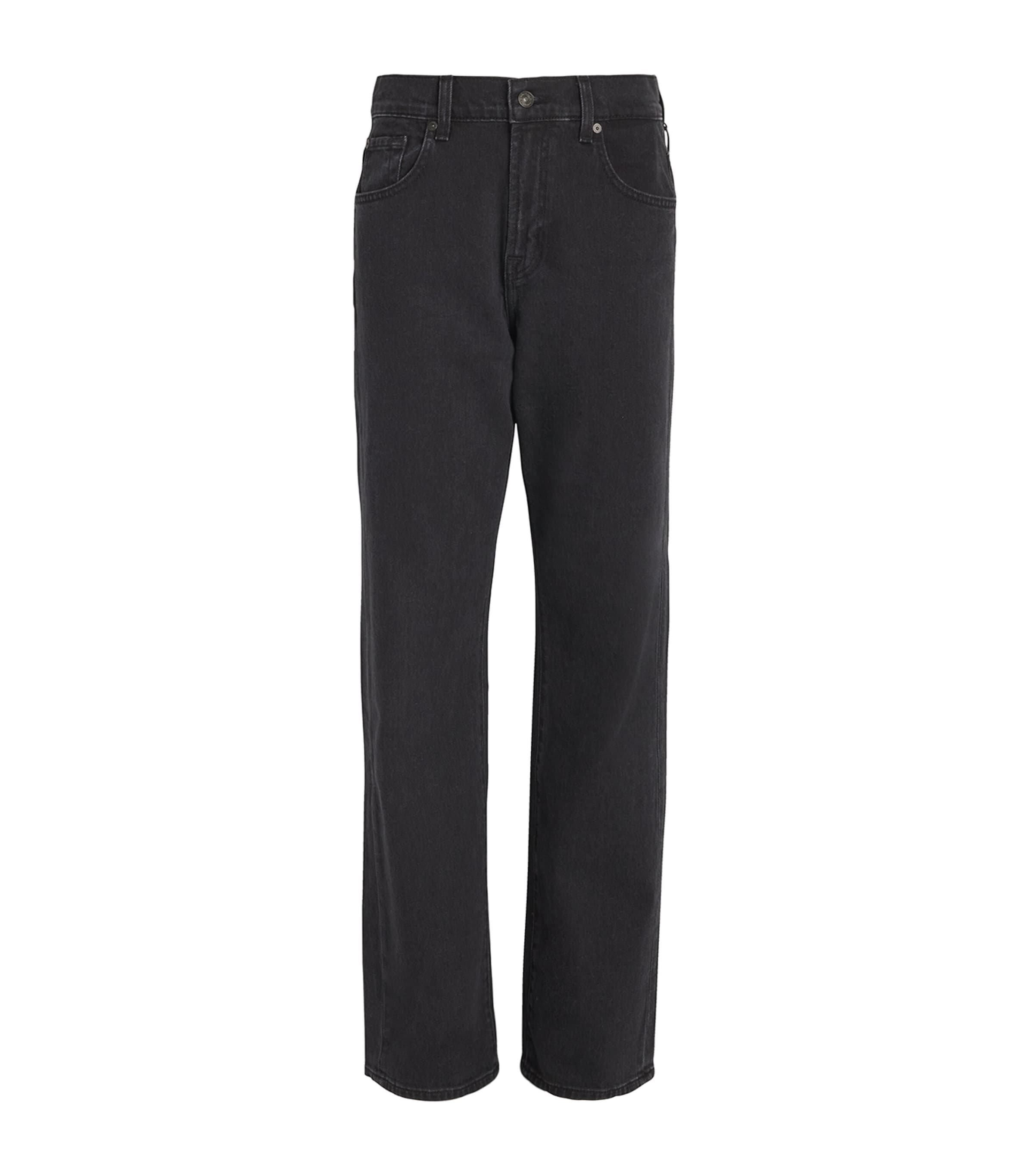 Shop 7 For All Mankind Tess High-rise Straight Jeans In Black