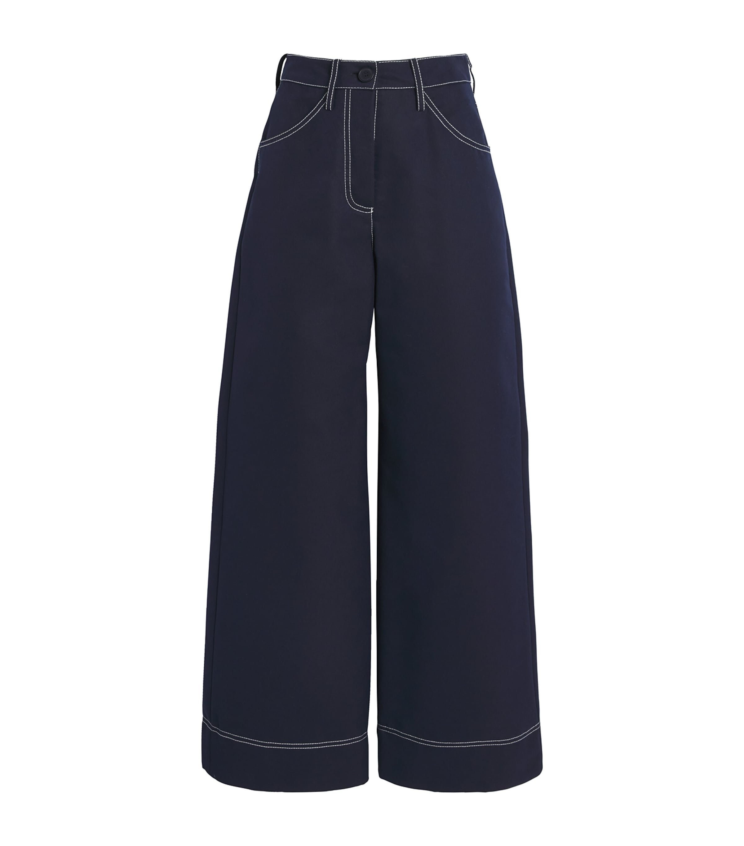 Claudie Pierlot Topstitched Wide-leg Jeans In Blue