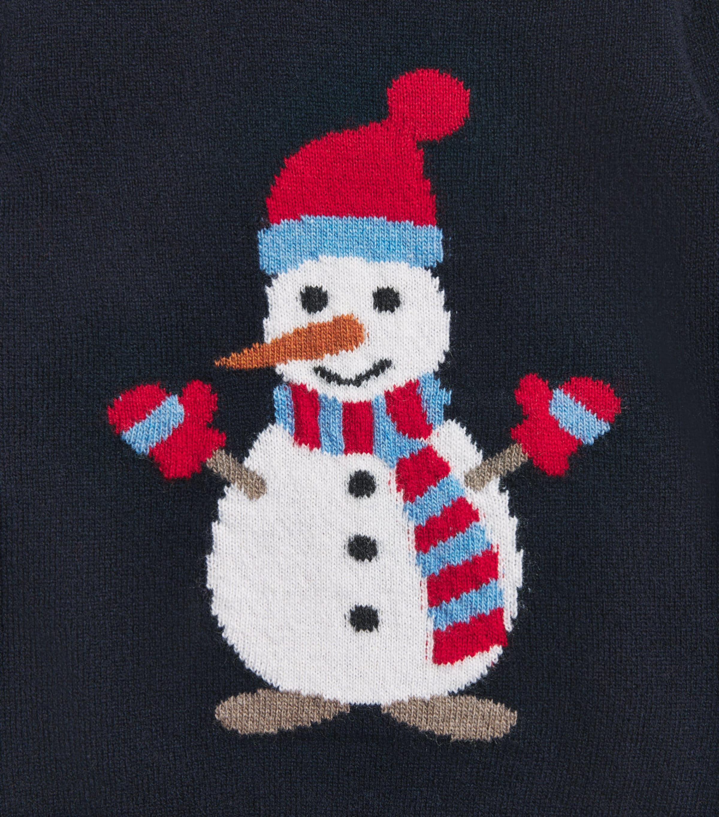 Per Te Wool-Cashmere Snowman Sweater (3-36 Months) Blu Image 3