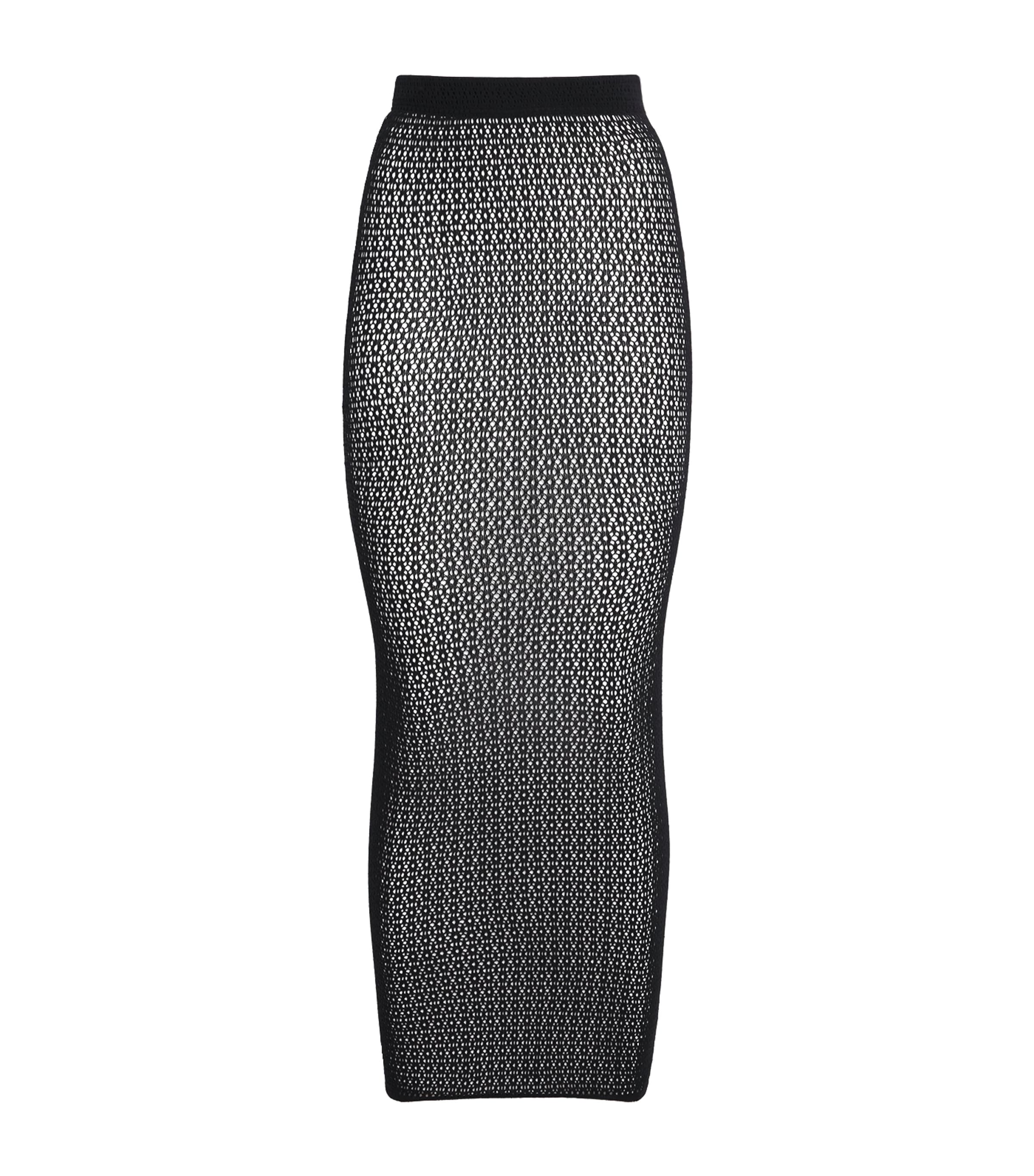 Wolford Womens Daisy Net Midi Skirt Black Image 1
