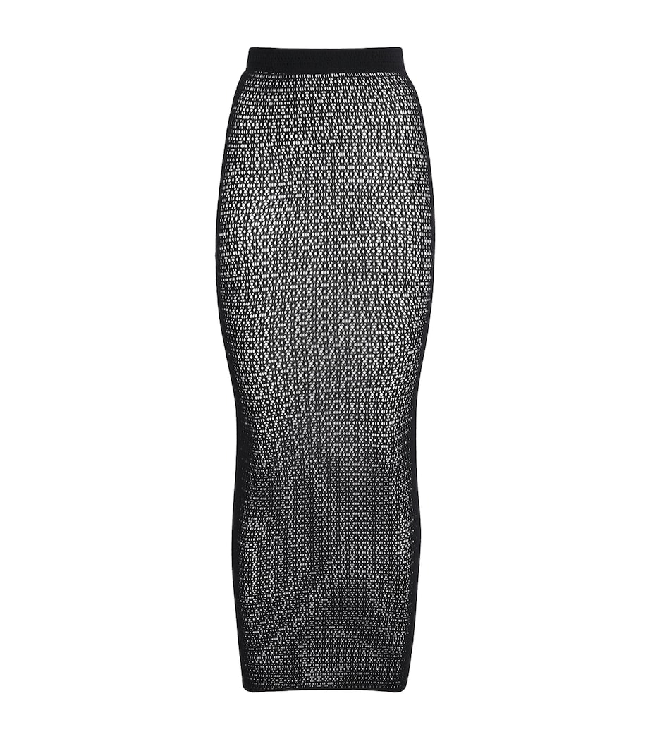 Wolford Womens Daisy Net Midi Skirt Black Image 1