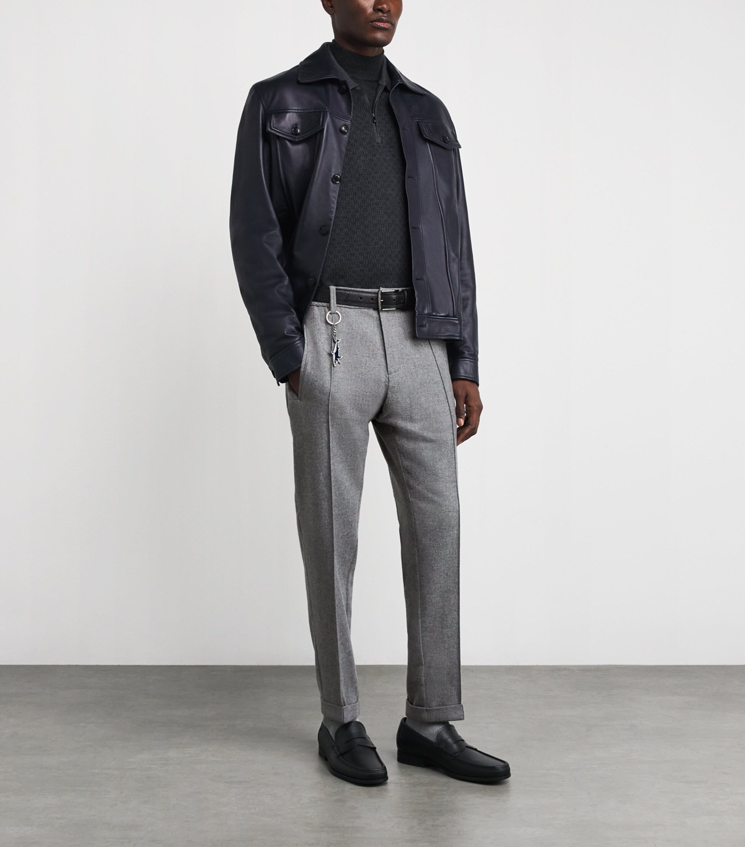 Wool-Cashmere Drawstring Chinos 67 GREY Image 2