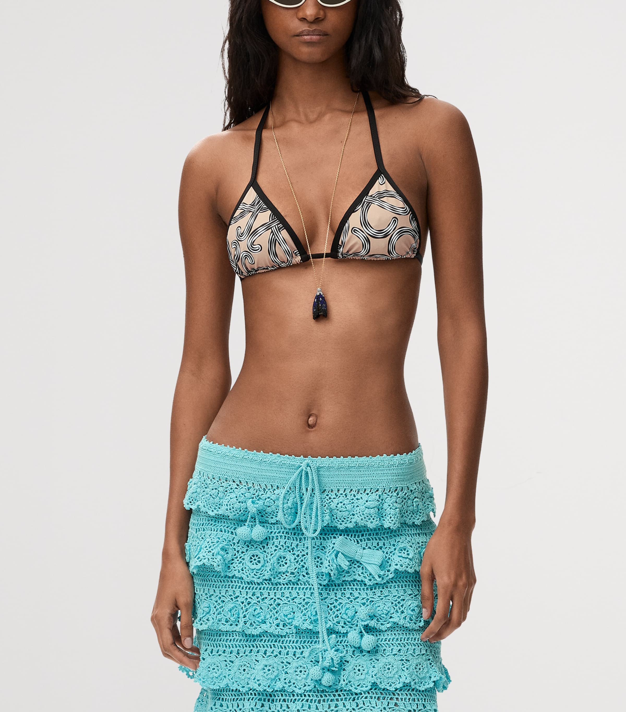 LOEWE Womens x Paula’s Ibiza Anagram Bikini Top Beige/black Image 3
