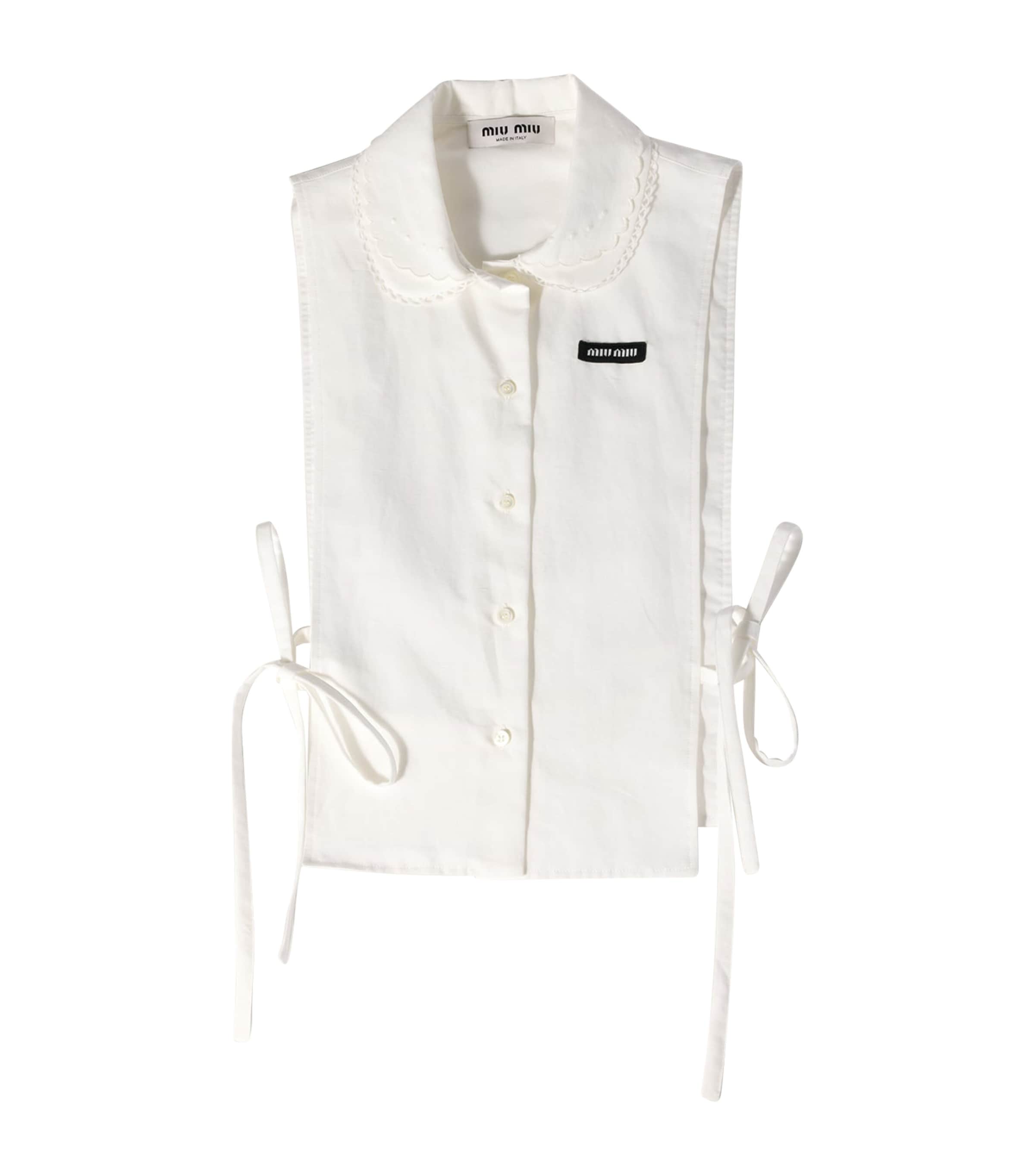 Miu Miu Womens Poplin Side-Tie Shirt White Image 1