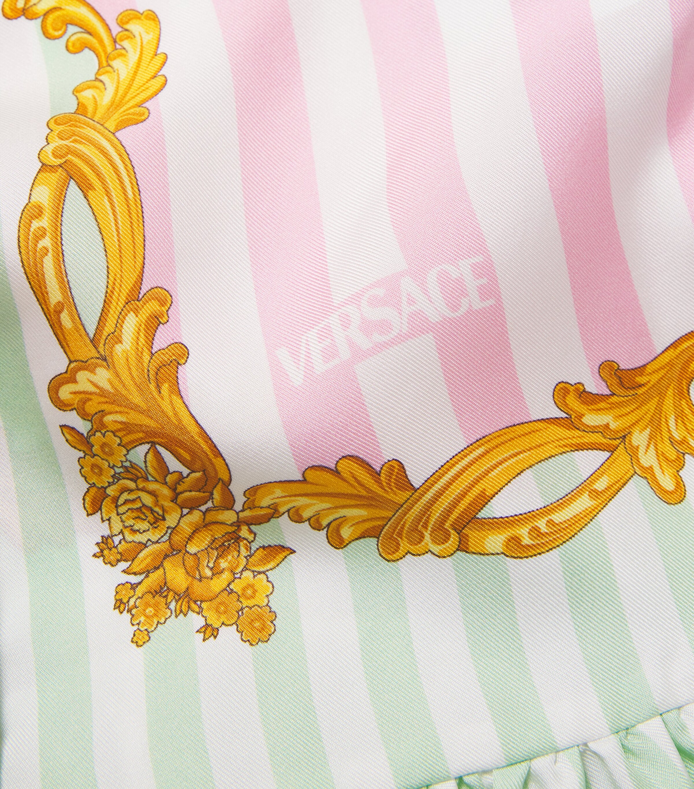 Silk Barocco Pinstripe Dress (6-14 Years) 5PE00-95PINK+MINT Image 3