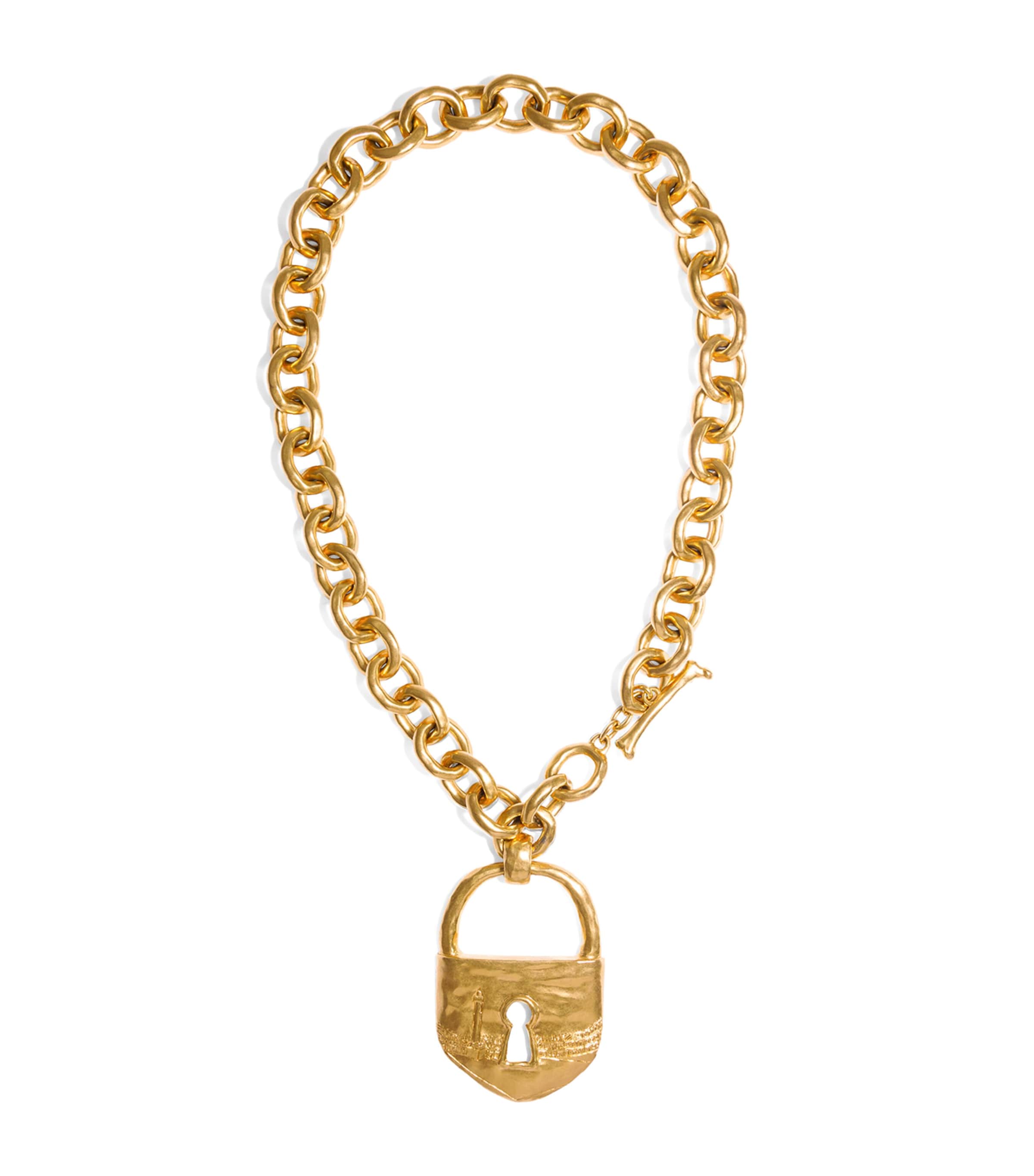 Chunky Padlock Necklace 001GOLD Image 1