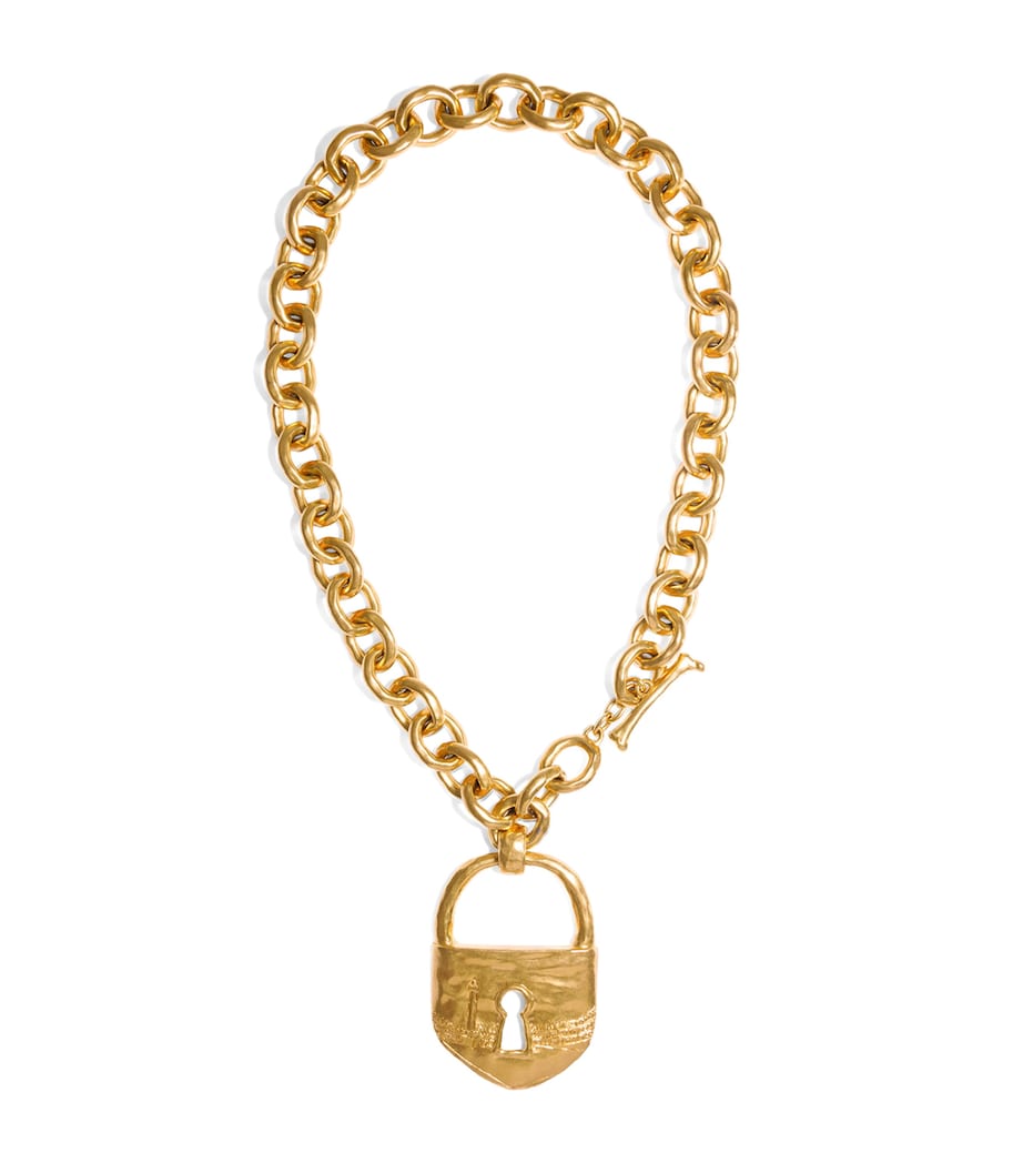 Chunky Padlock Necklace 001GOLD Image 1