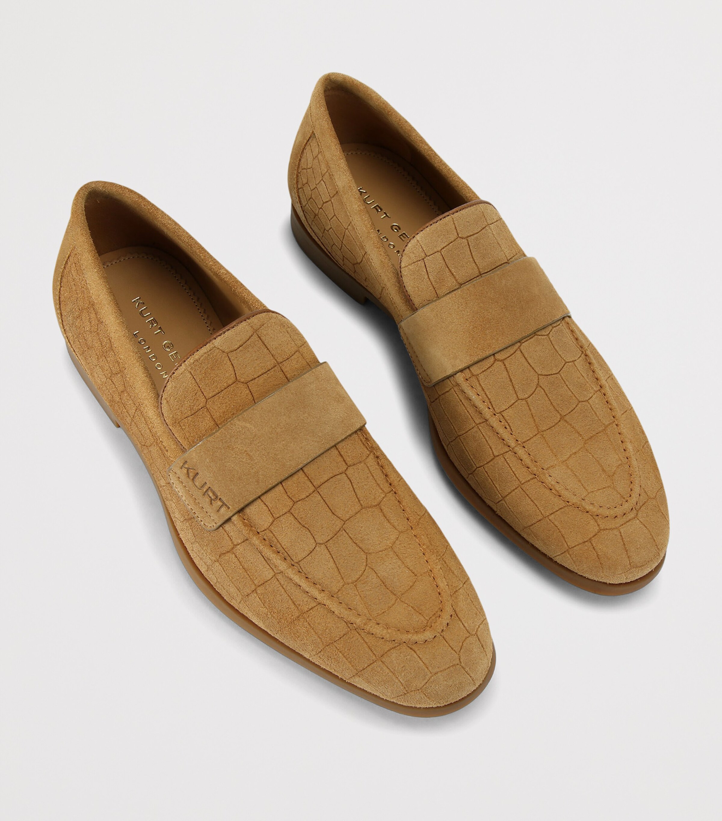 Kurt Geiger London Croc-Embossed Suede Aldgate Flex Loafers Camel Image 4