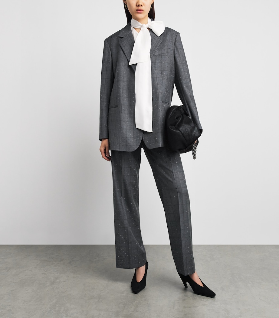 Sandro Paris Womens Wool Rhinestone Blazer Dark Grey Image 2
