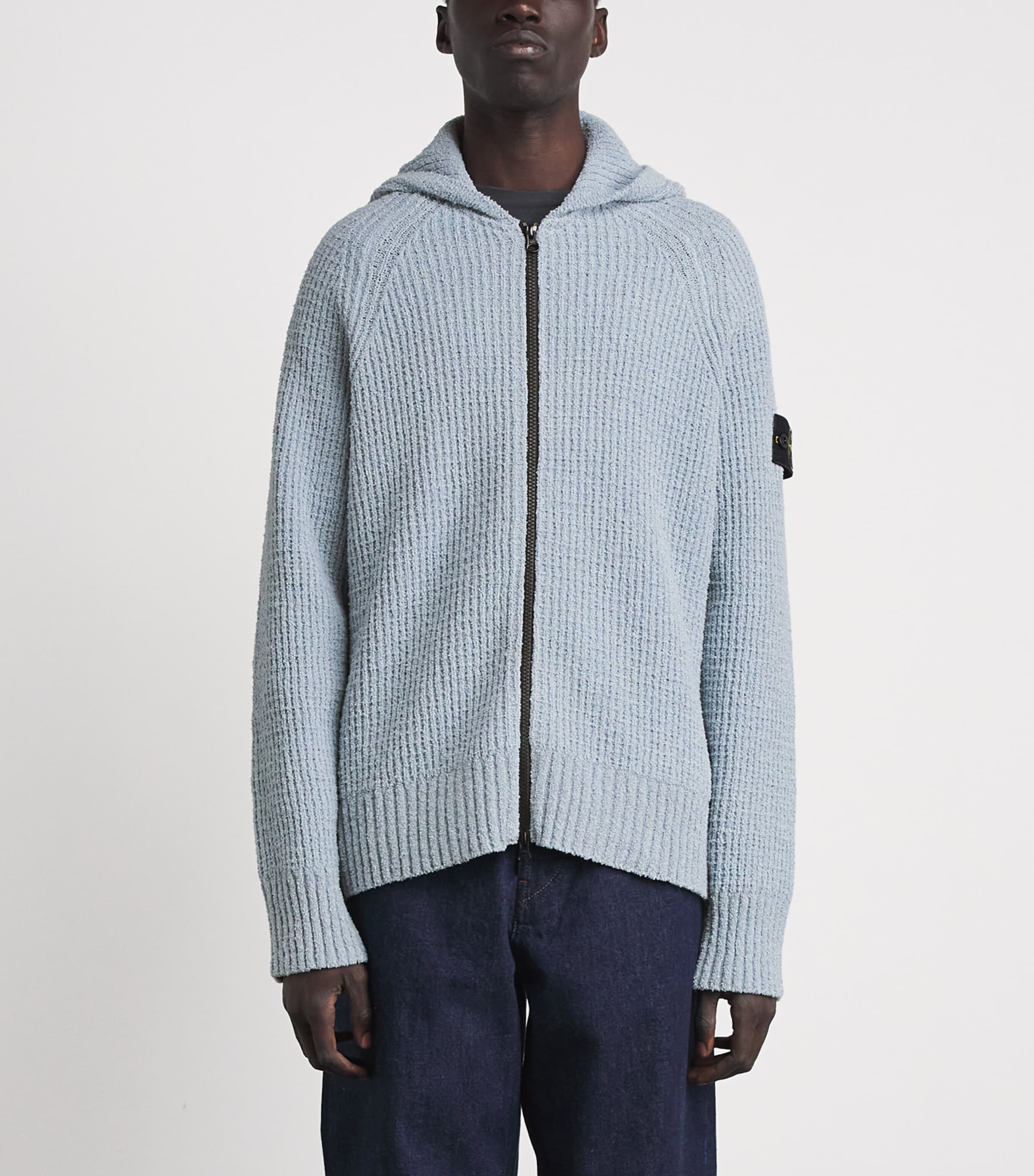 Stone Island Mens Cotton Bouclé Zip-Up Hoodie Image 4
