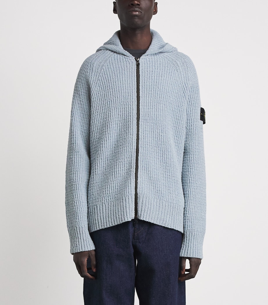 Stone Island Mens Cotton Bouclé Zip-Up Hoodie Image 4
