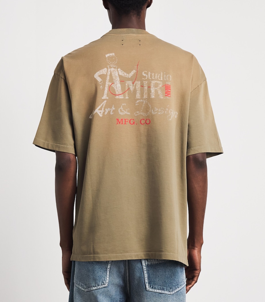 AMIRI Mens Cotton Studio Print T-Shirt Camel Image 5