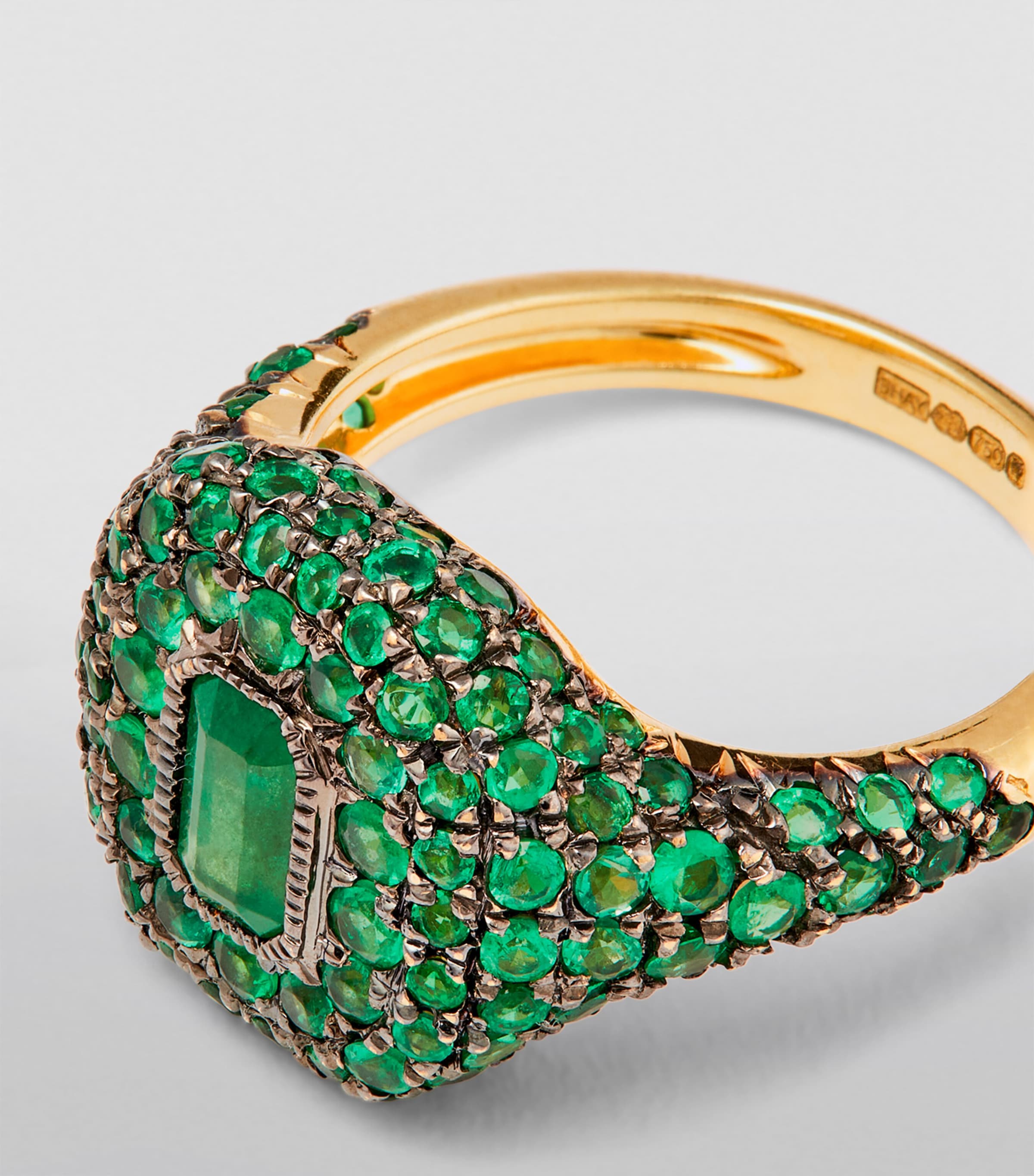 Yellow Gold and Emerald Pavé New Modern Pinky Ring YELLOW GOLD Image 6