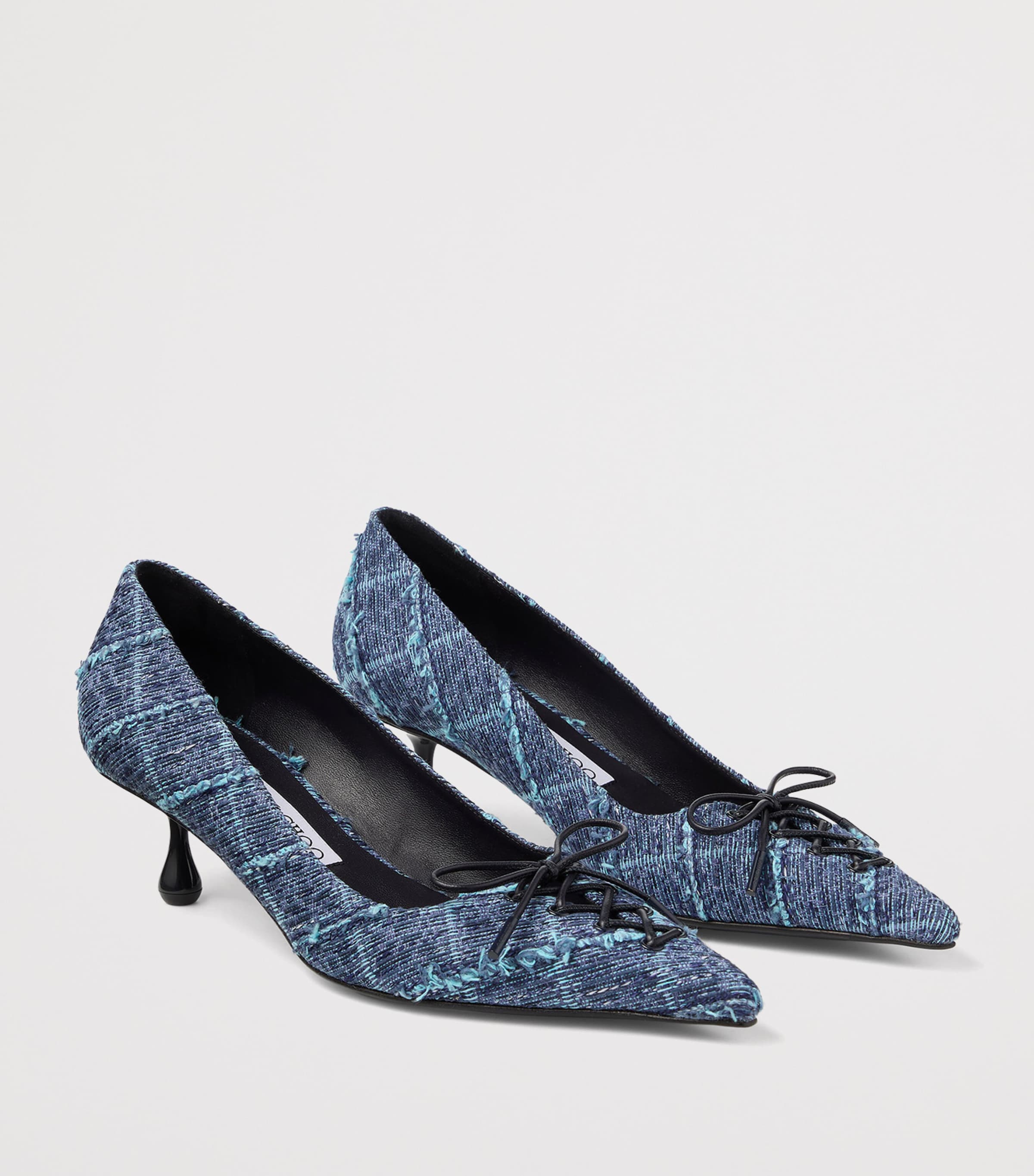 Jimmy Choo Womens Scarlett 50 Denim Tweed Pumps Denim Image 3