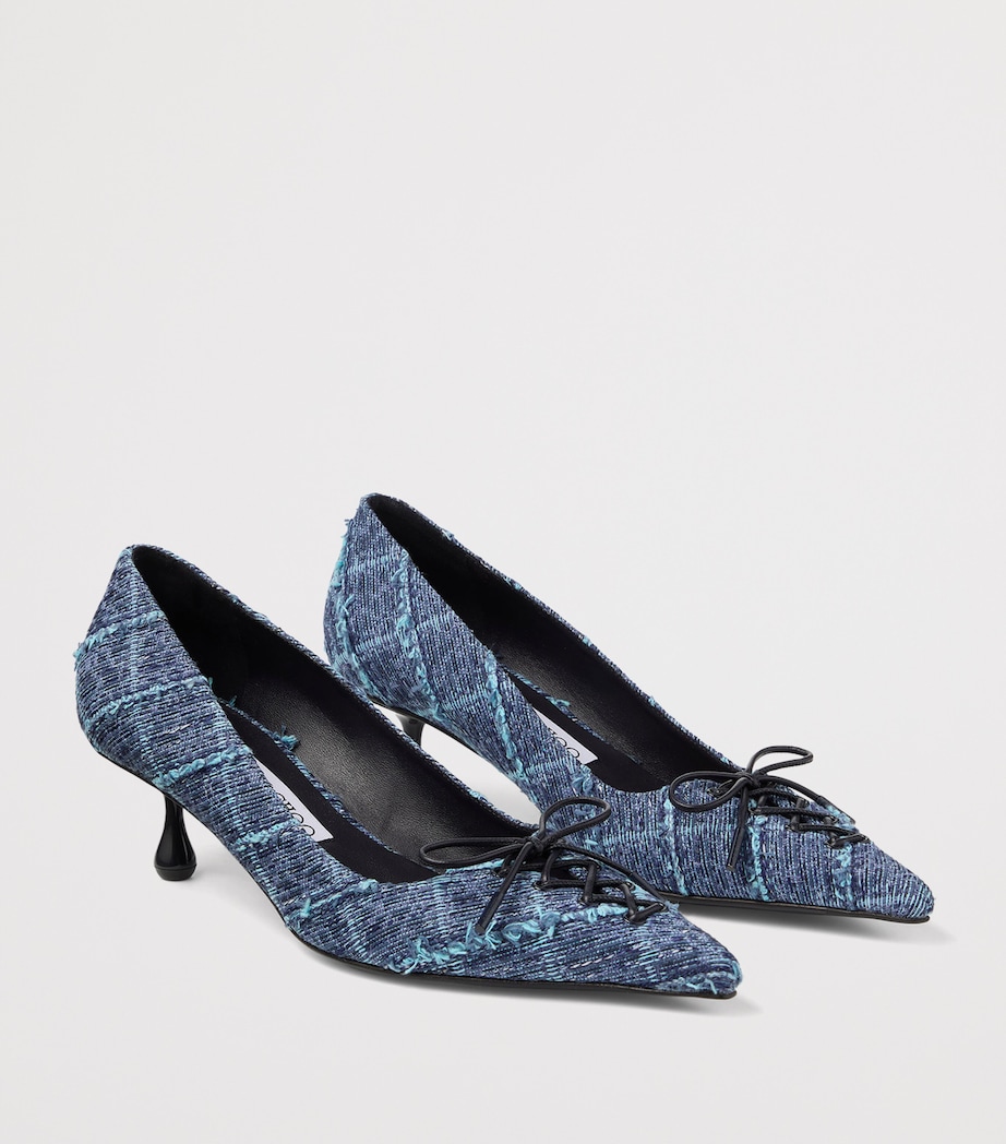 Jimmy Choo Womens Scarlett 50 Denim Tweed Pumps Denim Image 3