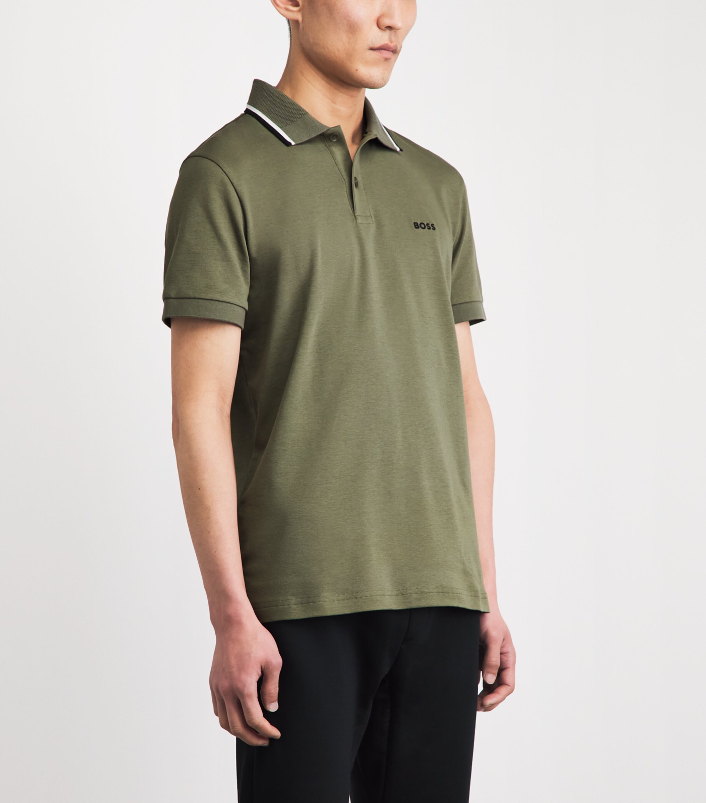 BOSS Mens Pima Cotton Polo Shirt Khaki Image 4