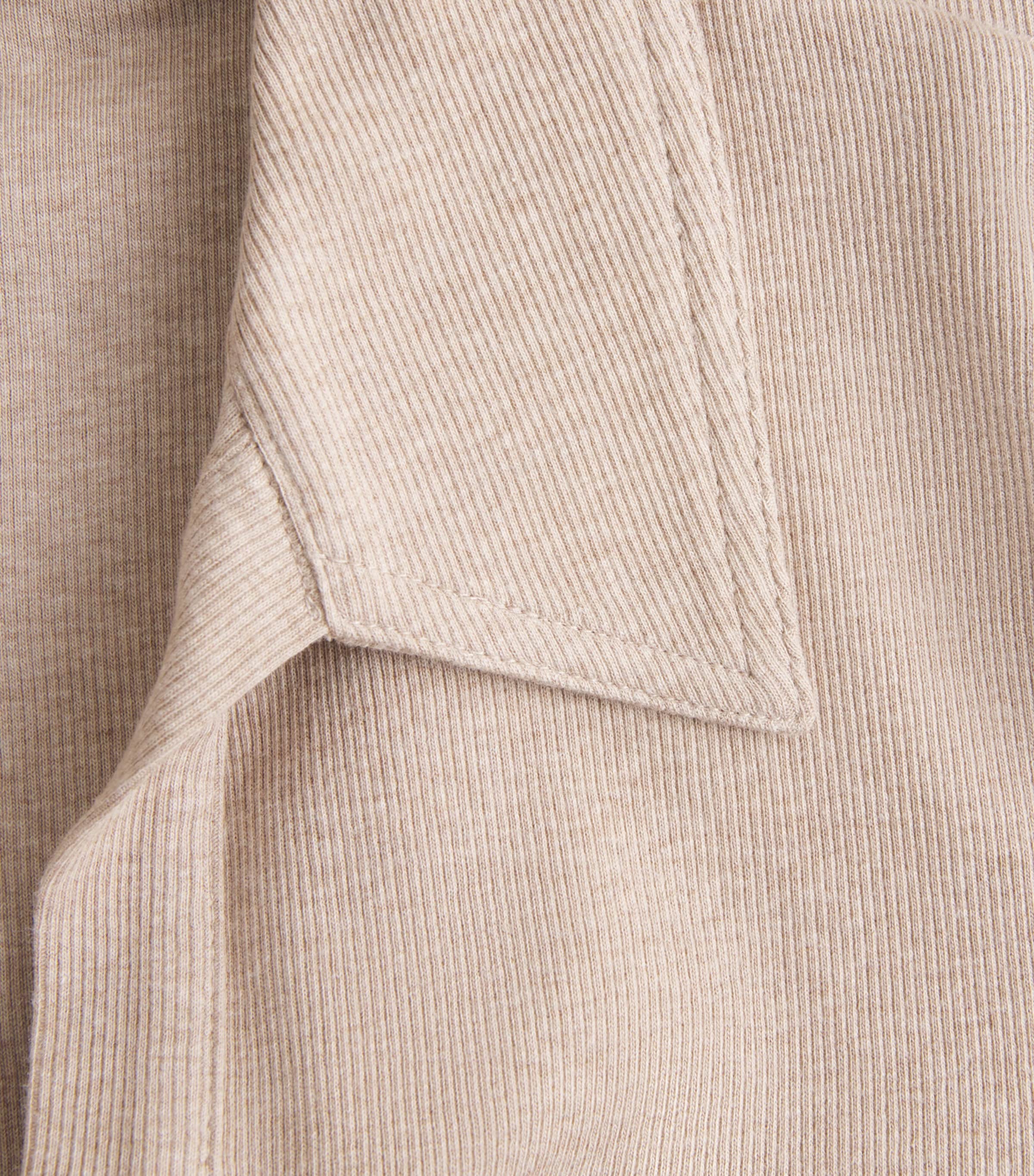 ME+EM Womens Ribbed Long-Sleeve Polo Sweater Pebble Brown Melange Image 6