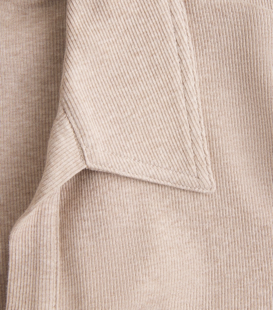 ME+EM Womens Ribbed Long-Sleeve Polo Sweater Pebble Brown Melange Image 6