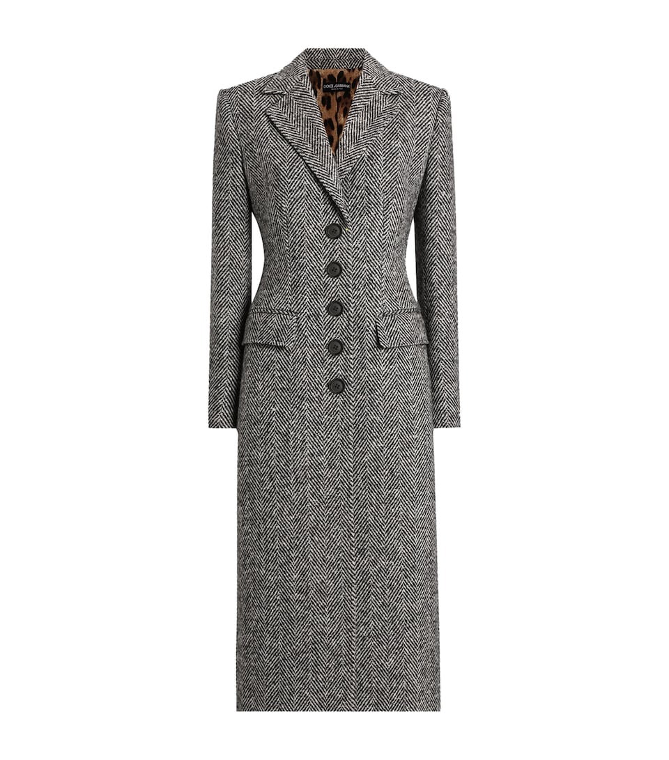 Wool Herringbone Single-Breasted Coat