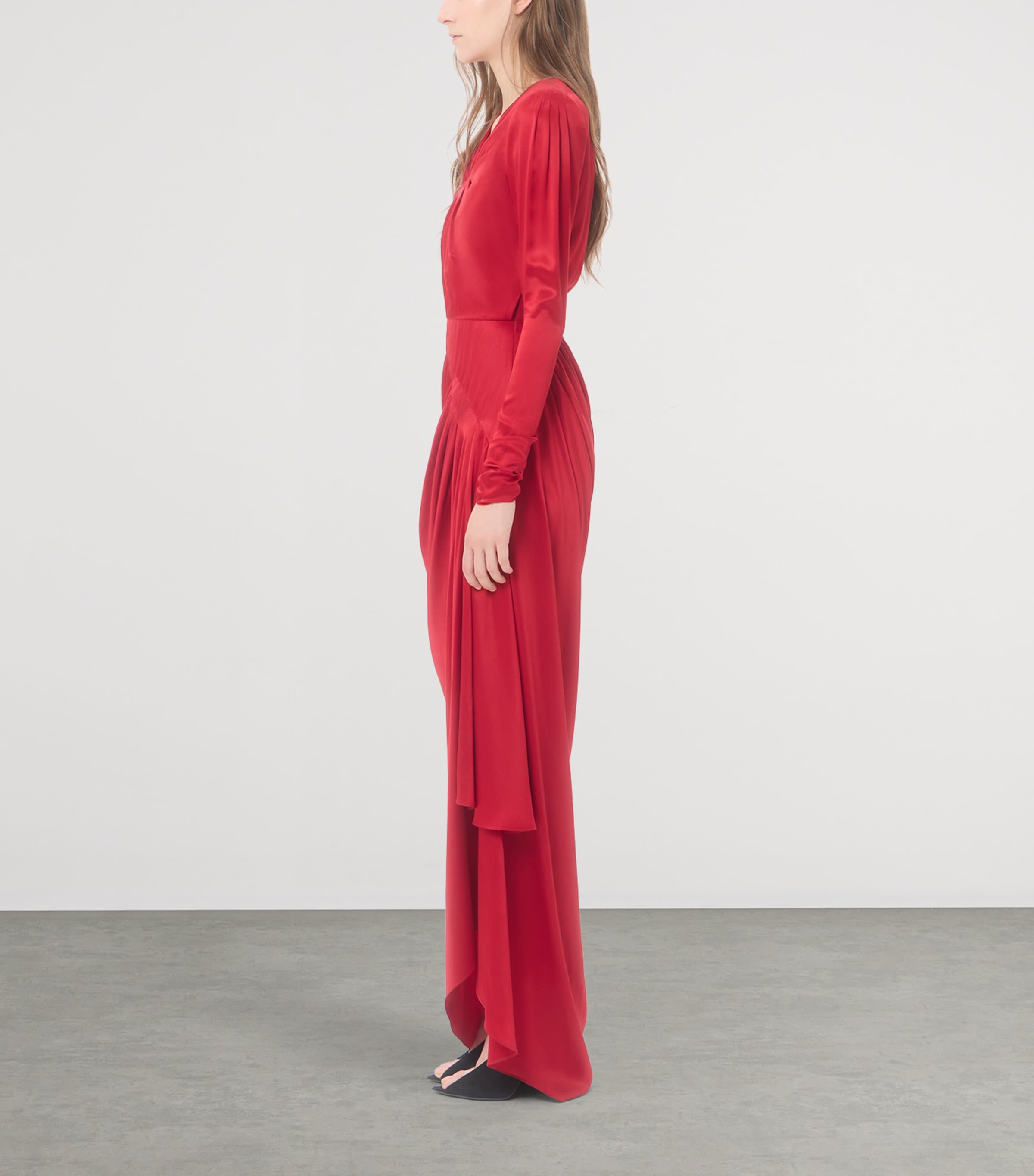 Valentino Womens Silk Satin Draped Gown Image 3