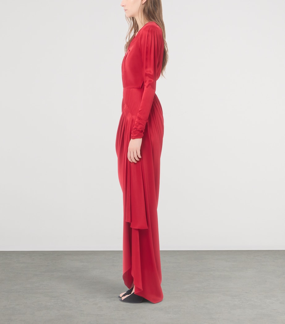 Valentino Womens Silk Satin Draped Gown Image 3