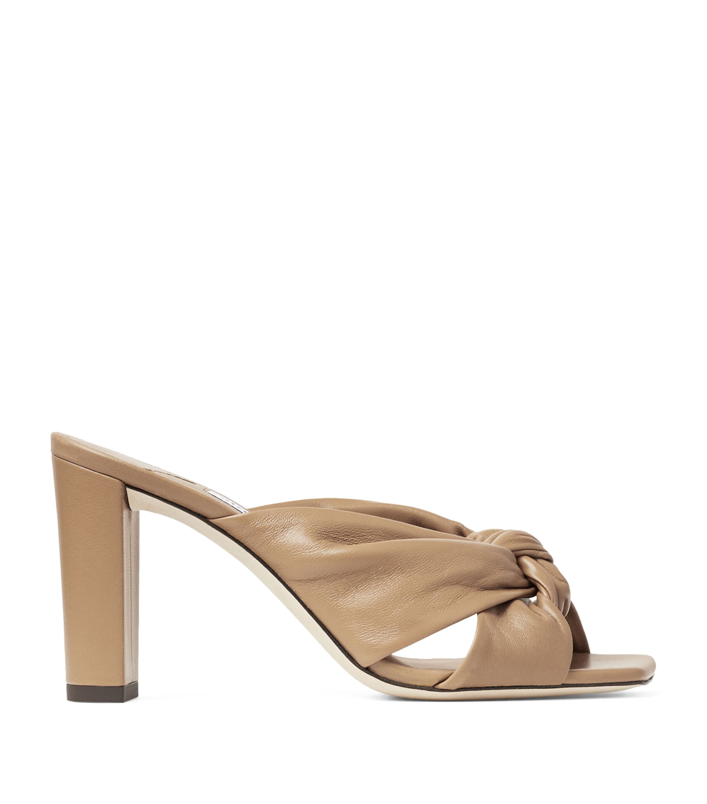 Shop Jimmy Choo Avenue 85 Leather Mules In Beige