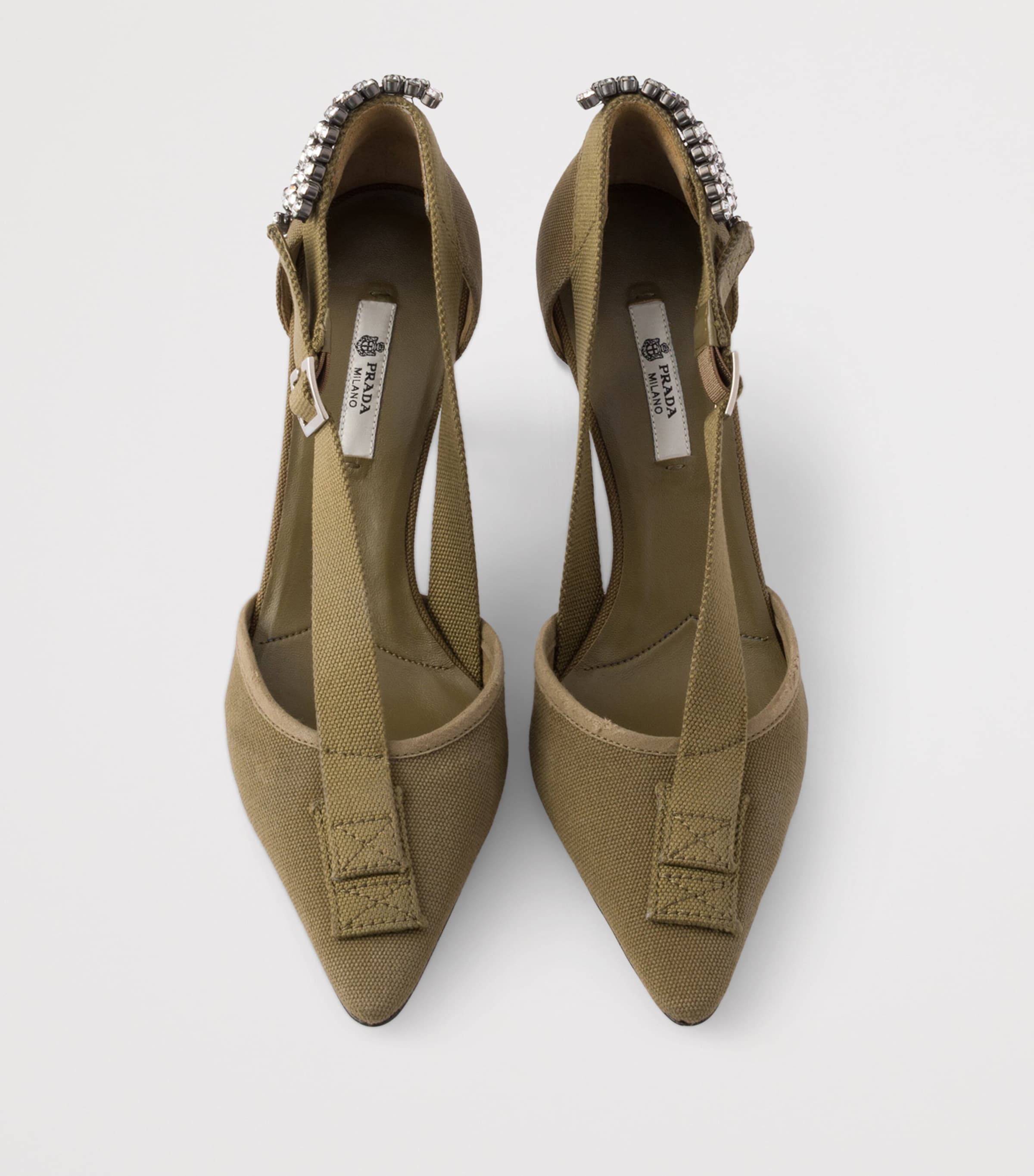 Prada Canvas Embellished Pumps 75 Green Image 4