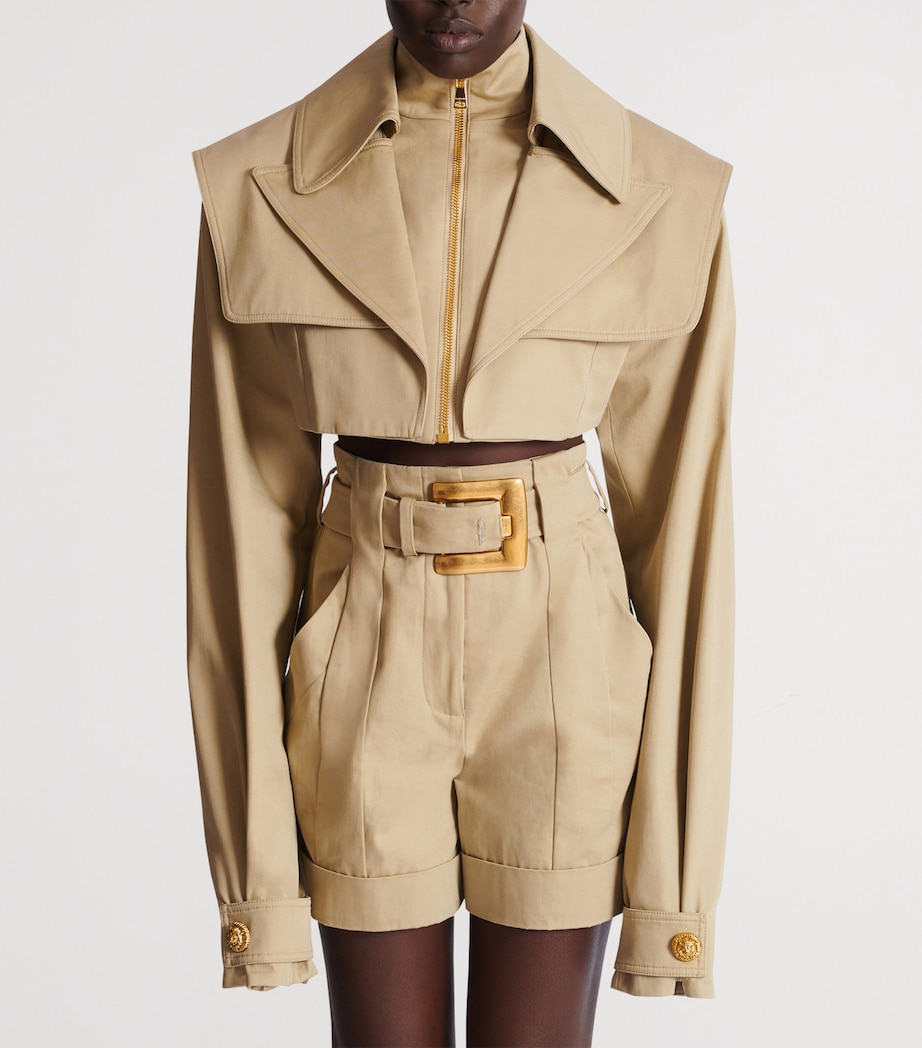 Cotton Cropped Jacket 0AN SABLE Image 4