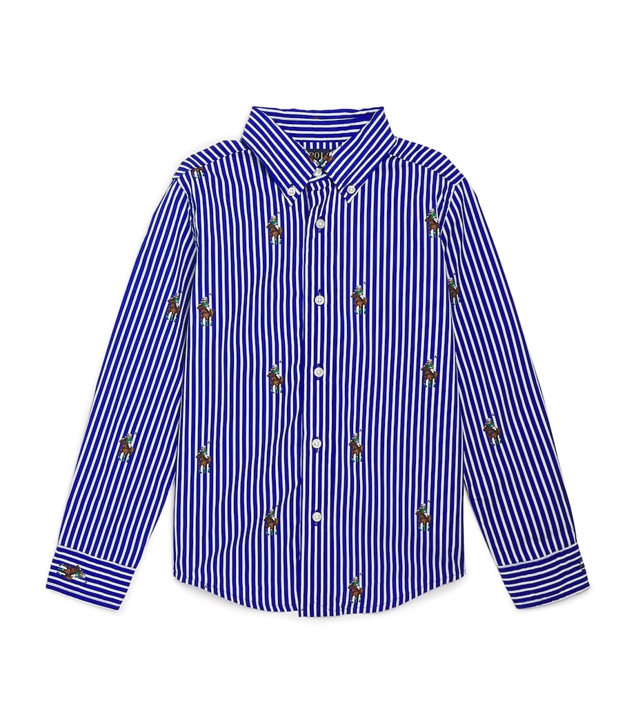 Cotton Stripe Polo Bear Shirt (7-14 Years) EQBEAR Image 1