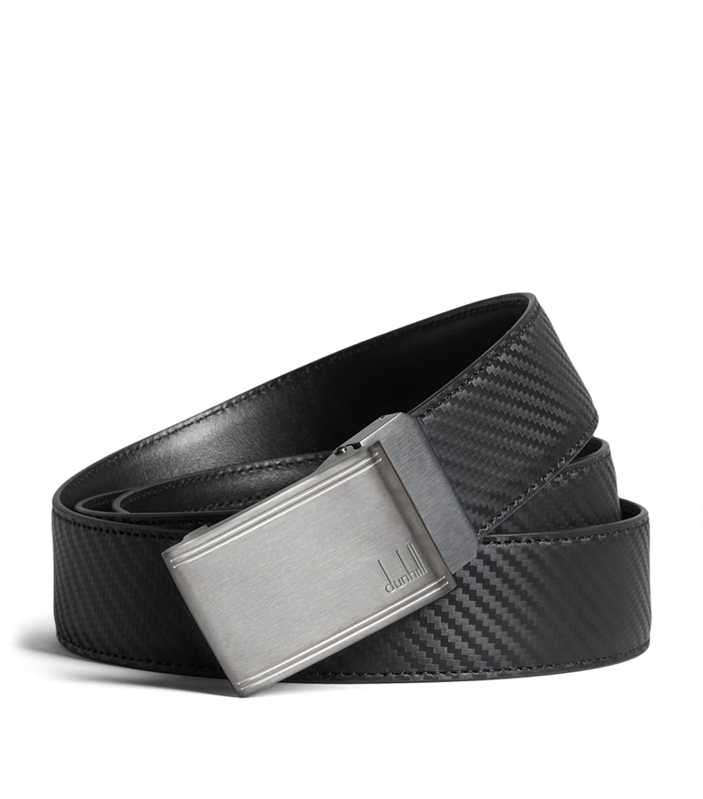 Dunhill Leather Automatic Racing Buckle Chassis Belt In Black