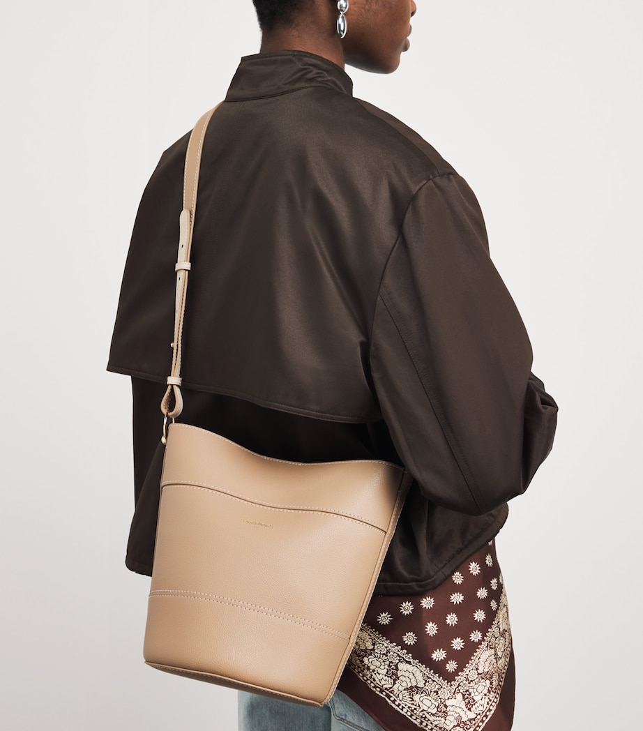 Claudie Pierlot Grained Leather Bucket Bag Beige Image 4