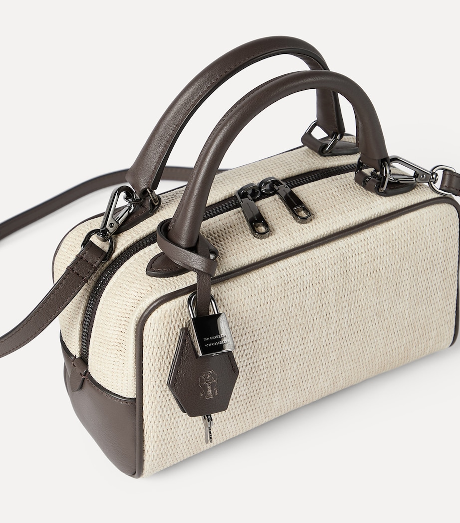Brunello Cucinelli Small Woven Explorer Boston Top-Handle Bag Image 6
