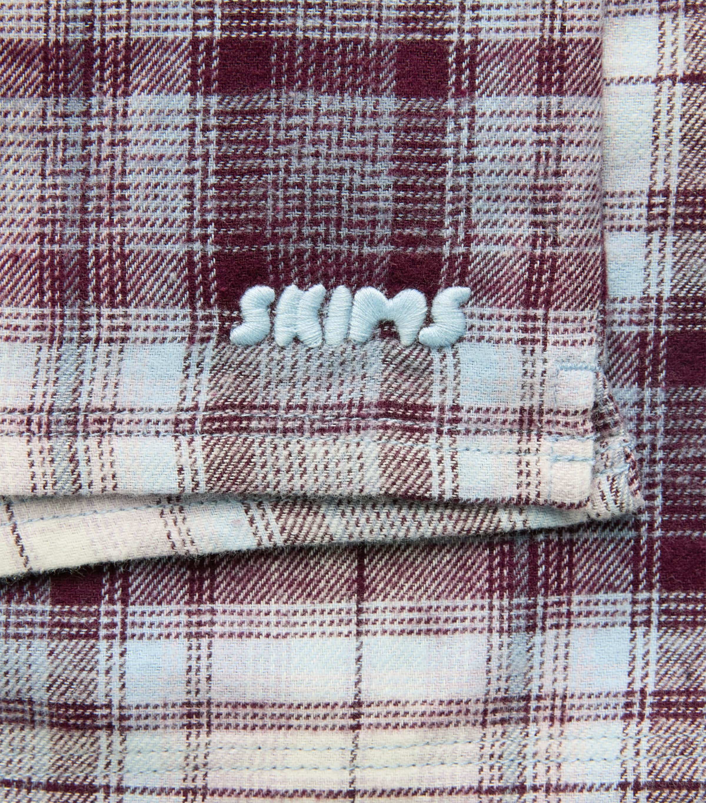 Skims Womens Cotton Check Boxer Sleep Shorts Iris Mica Plaid Image 6