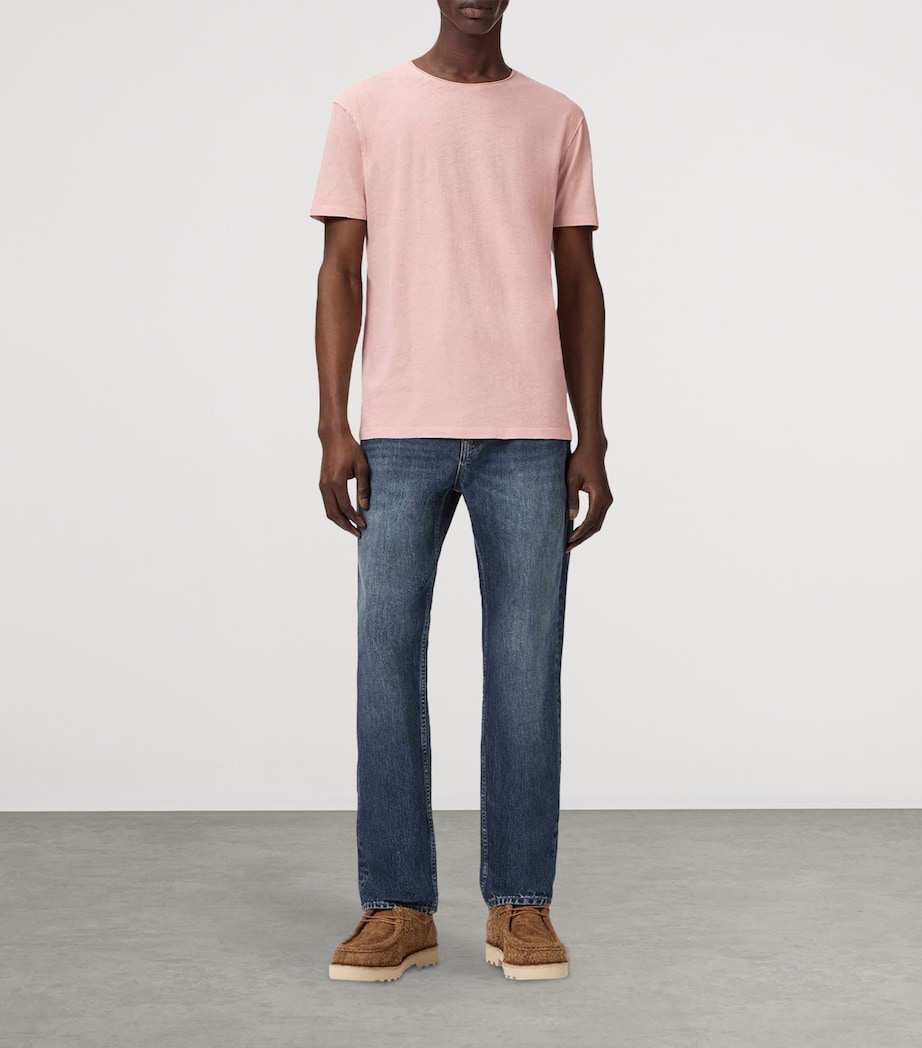 AllSaints Mens Stretch-Cotton Figure T-Shirt Sunbaked Pink Image 2