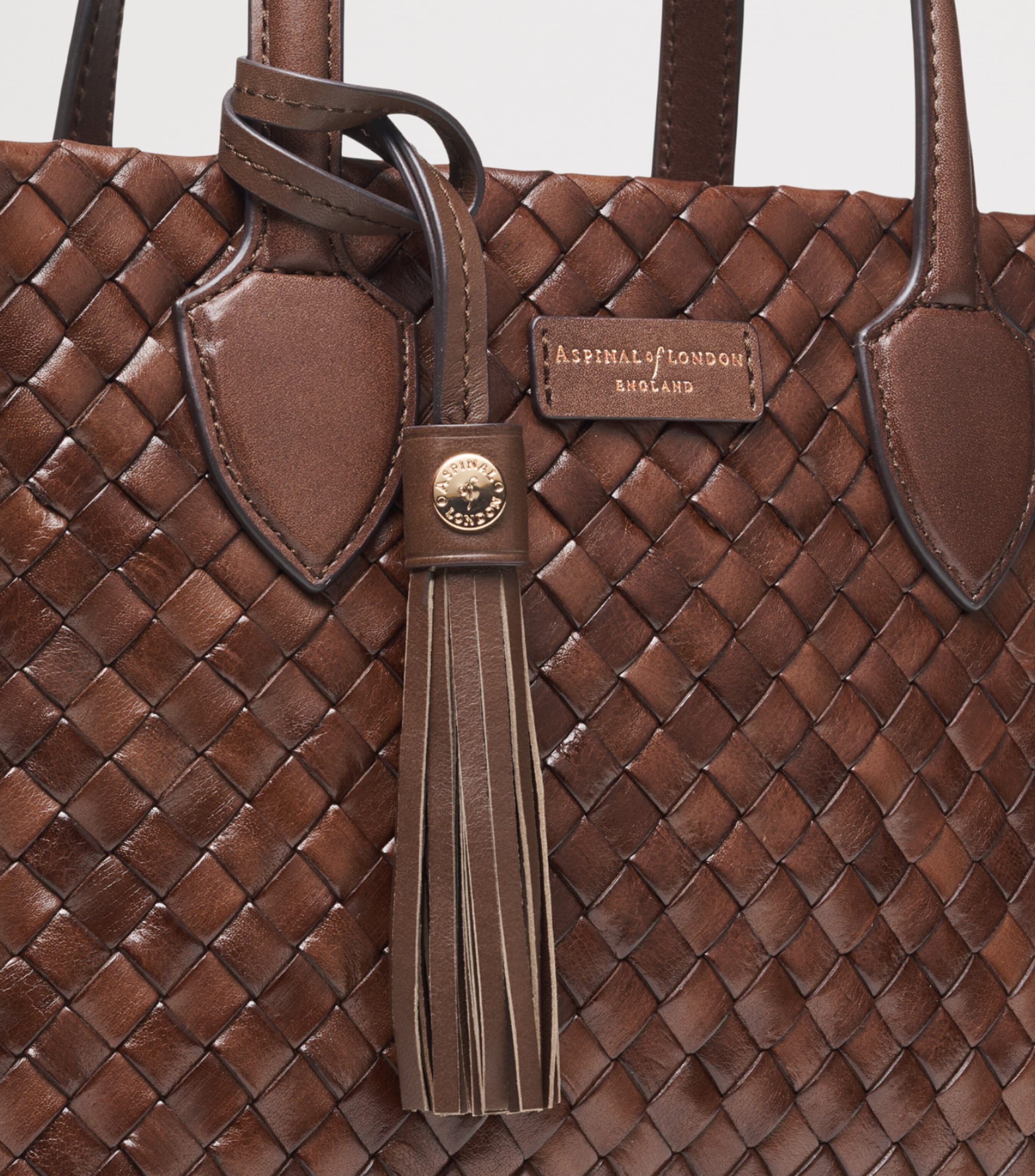 Aspinal Of London Small Leather Island Tote Bag Chocolate Image 4